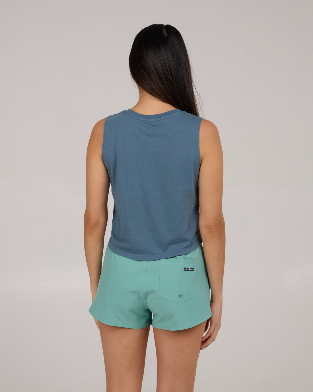 Salty Crew Queen Palm Cropped Tank FinBlue XS