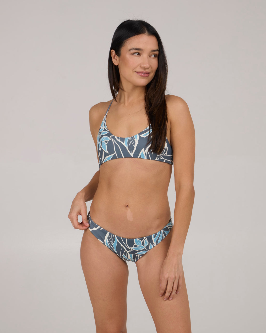 Salty Crew Rattan Palms Rev Midi Bikini Bottom FinBlue XS