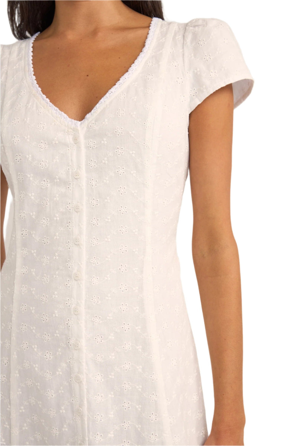 Rhythm Tallulah Cap Sleeve Midi Dress WHT M