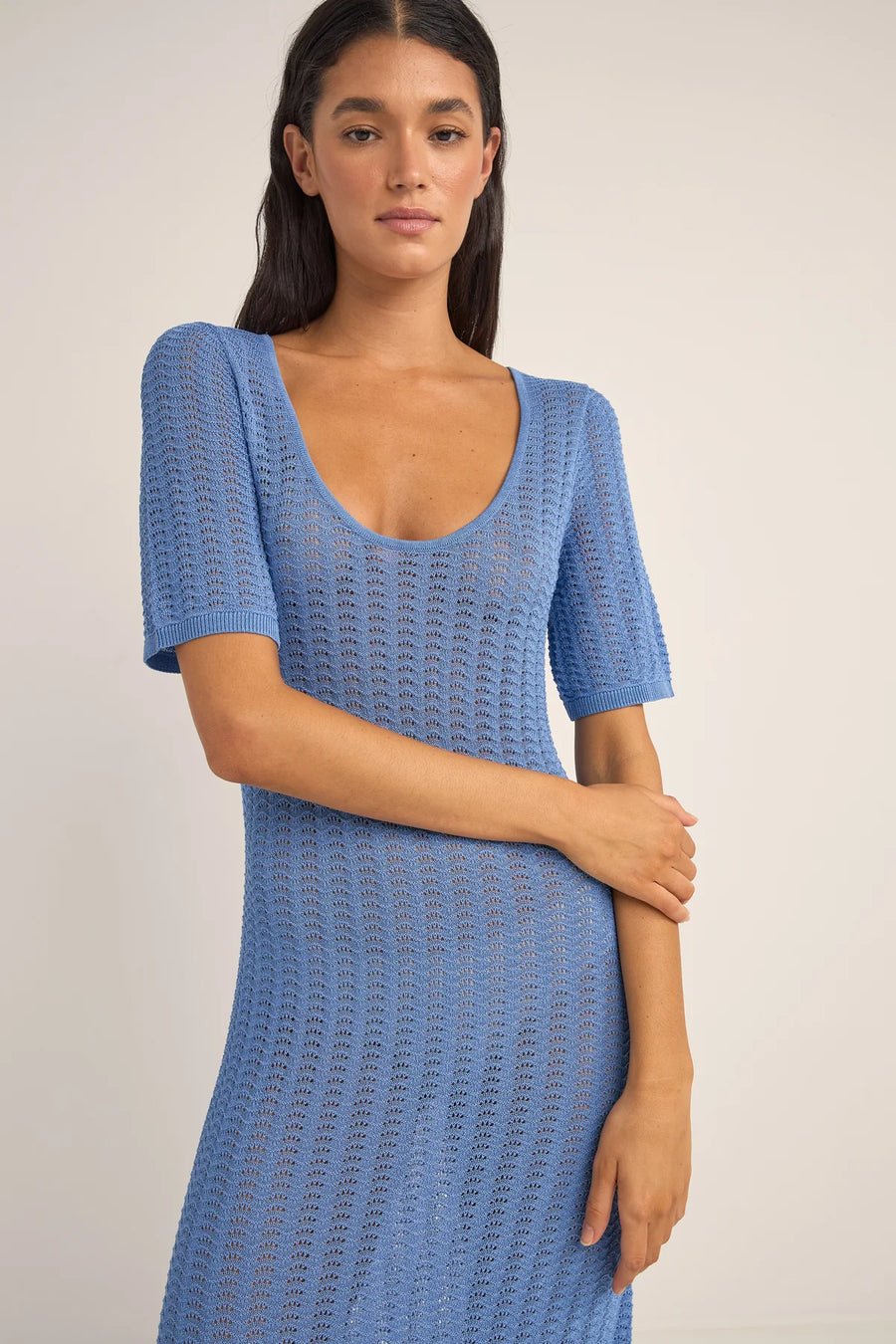Rhythm Georgia SS Knit Maxi Dress BLU M