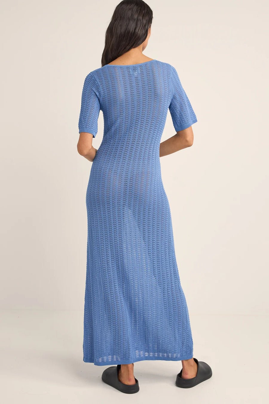 Rhythm Georgia SS Knit Maxi Dress BLU XS