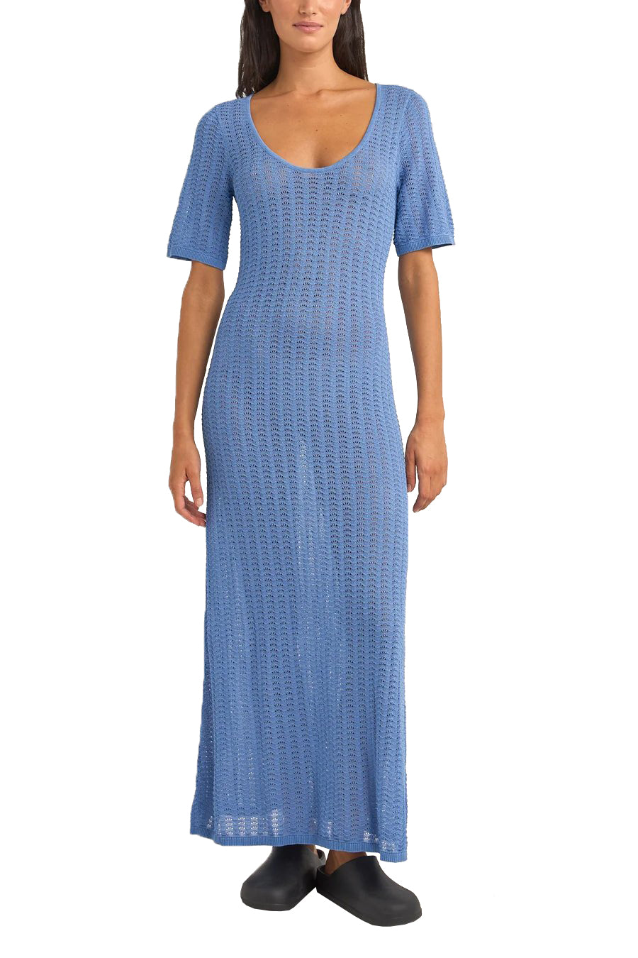 Rhythm Georgia SS Knit Maxi Dress BLU XS