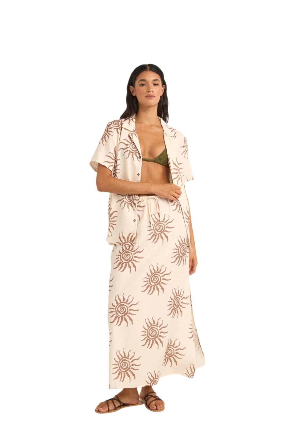 Rhythm Seafarer Maxi Skirt BRO L