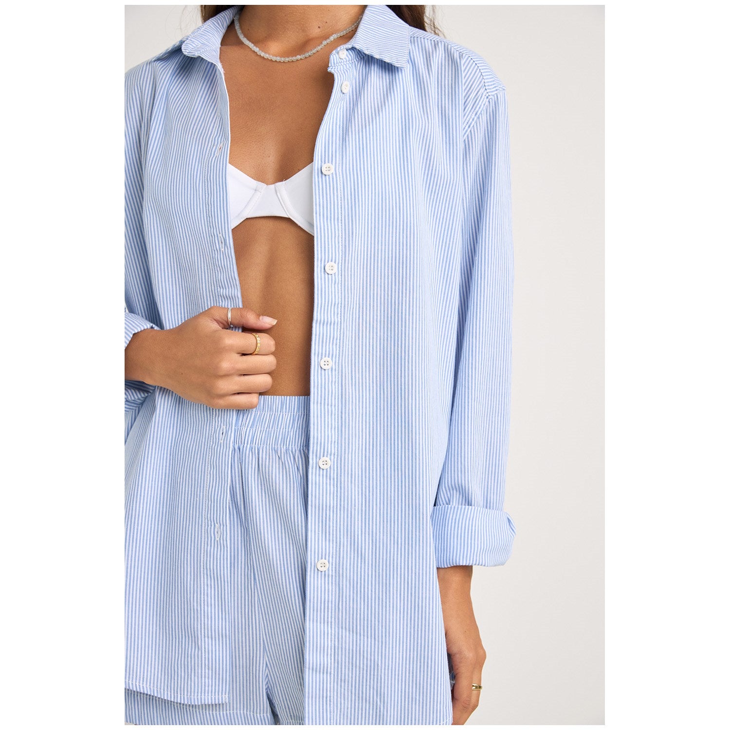 Rhythm Zephyr Stripe Shirt BLU XS