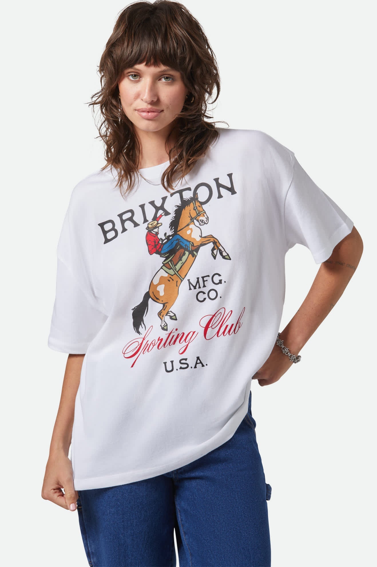 Brixton Sporting Club Oversized BF Tee WHT L