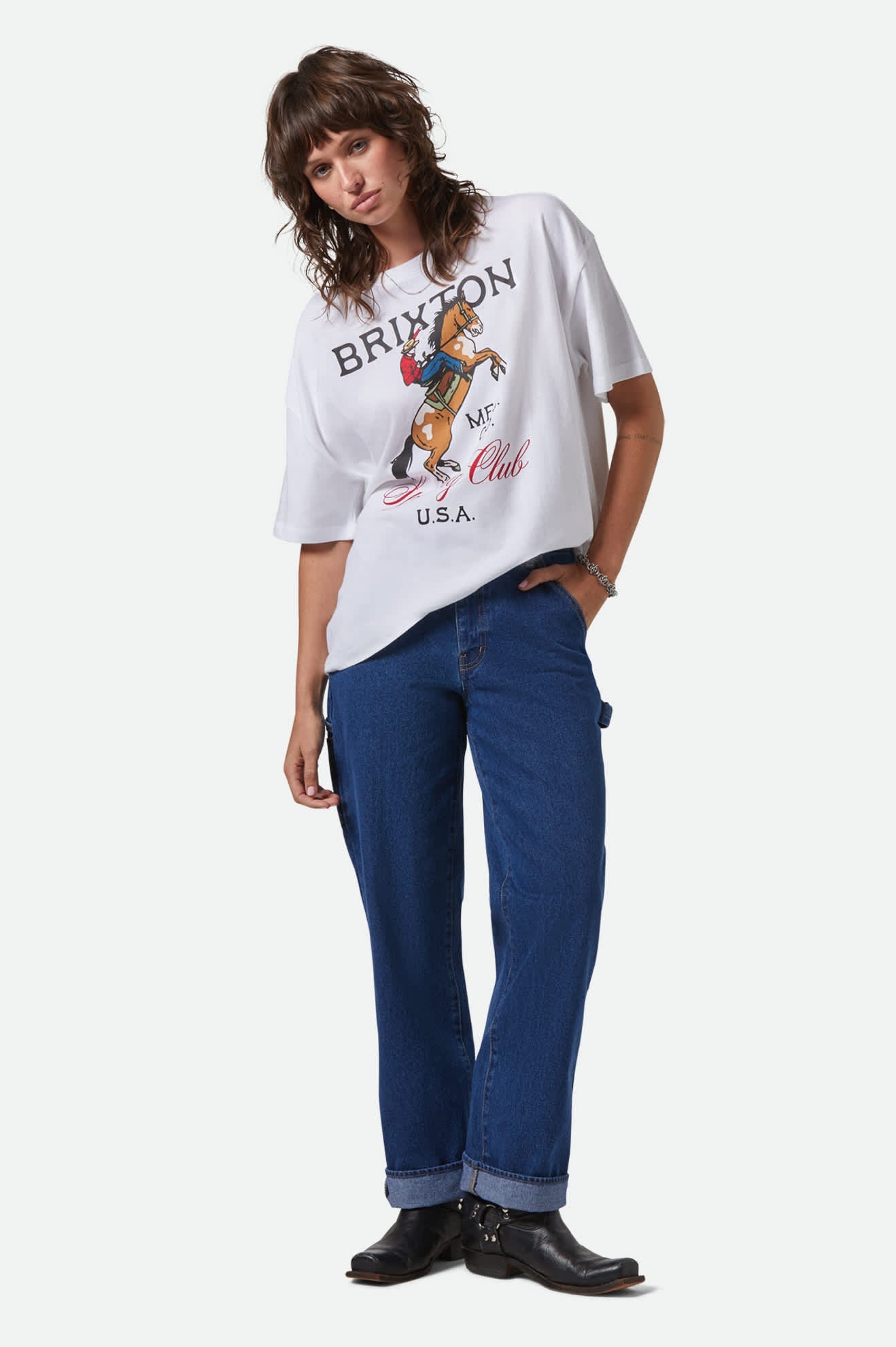 Brixton Sporting Club Oversized BF Tee WHT S