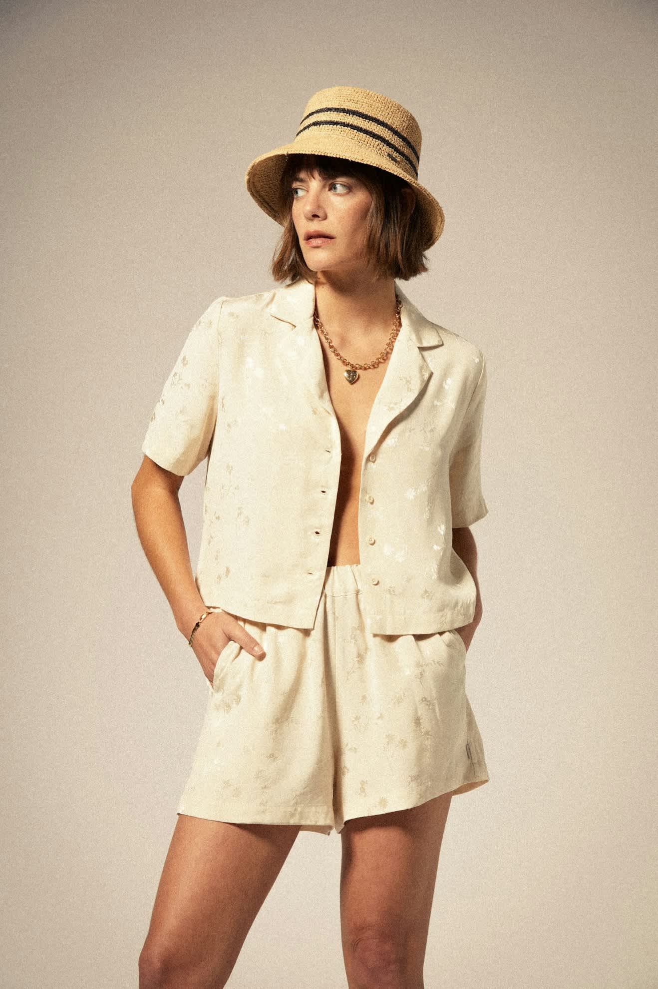 Brixton Silky SS Jacquard Button Down WHCFJ S