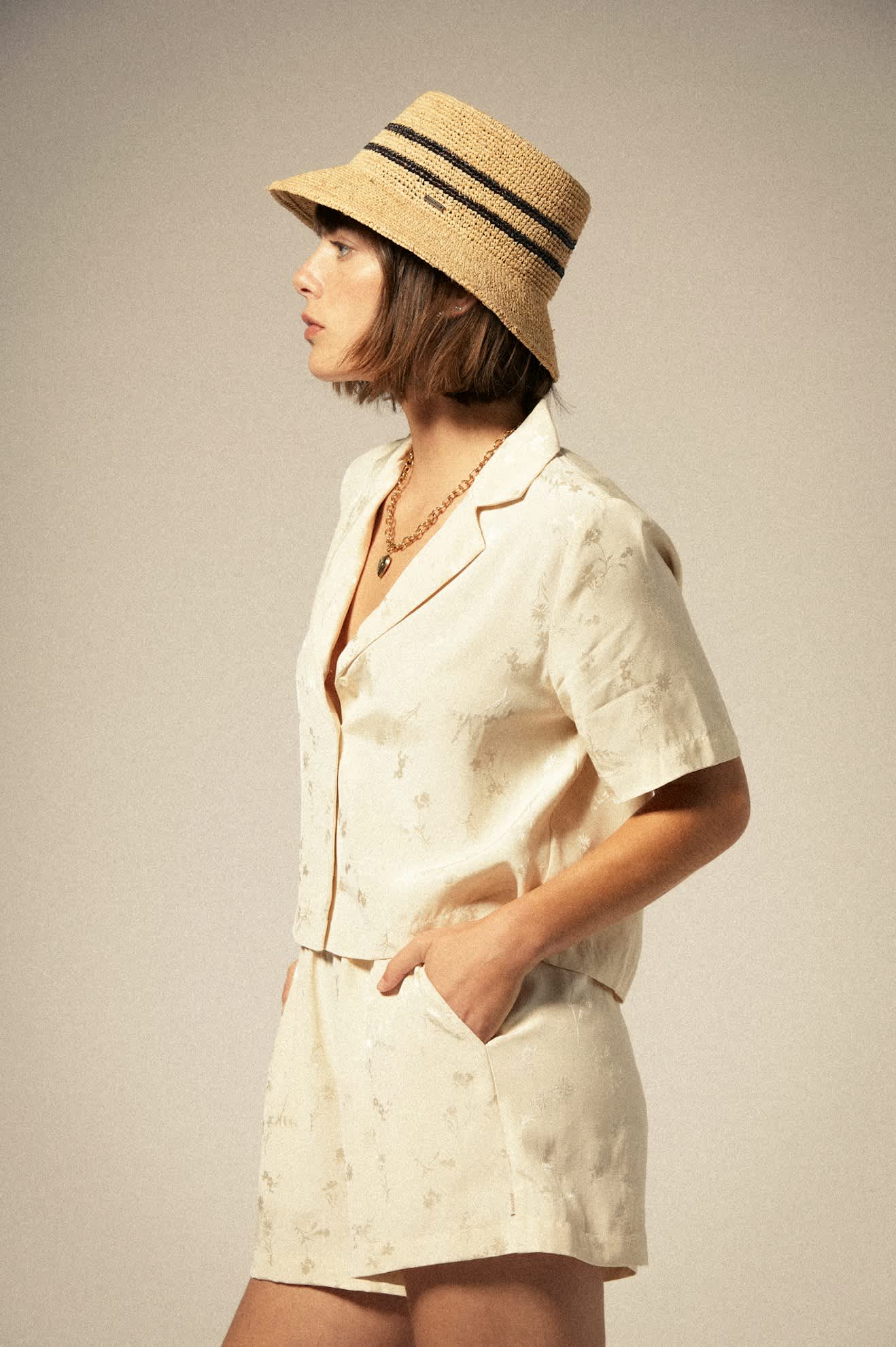 Brixton Silky SS Jacquard Button Down WHCFJ S