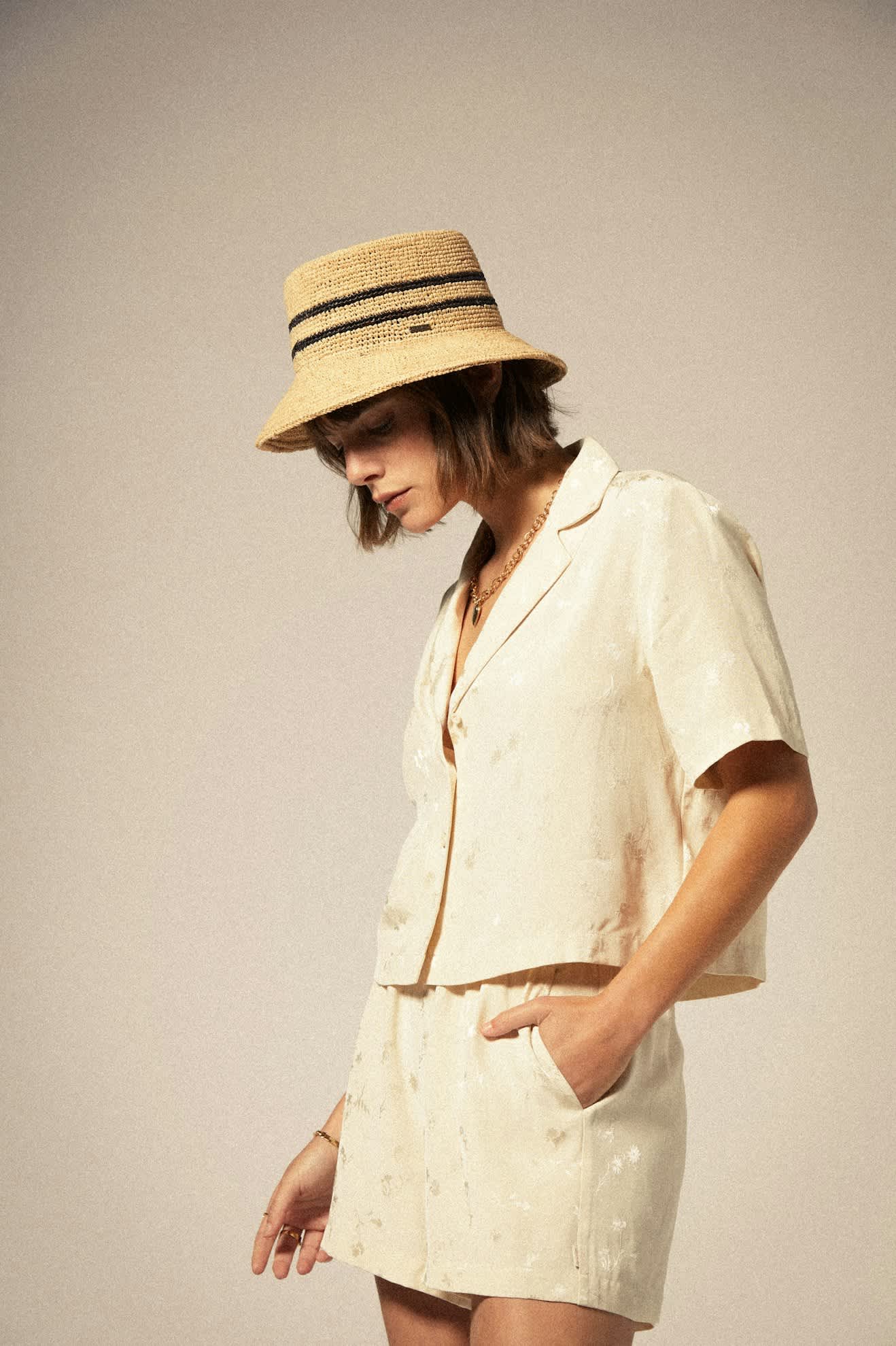 Brixton Silky SS Jacquard Button Down WHCFJ S