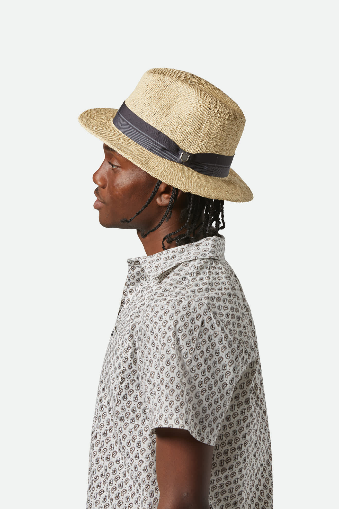 Brixton Roma Straw Fedora Natural-Black M