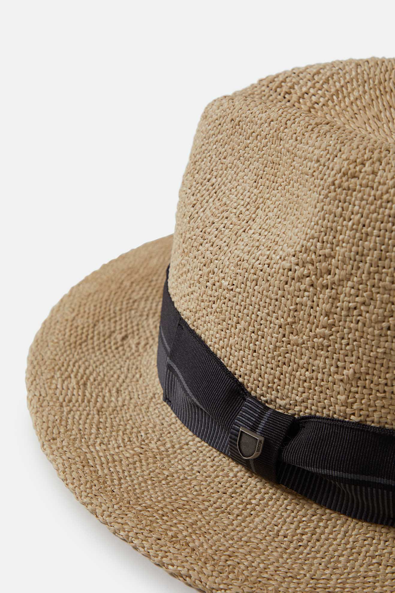 Brixton Roma Straw Fedora Natural-Black M