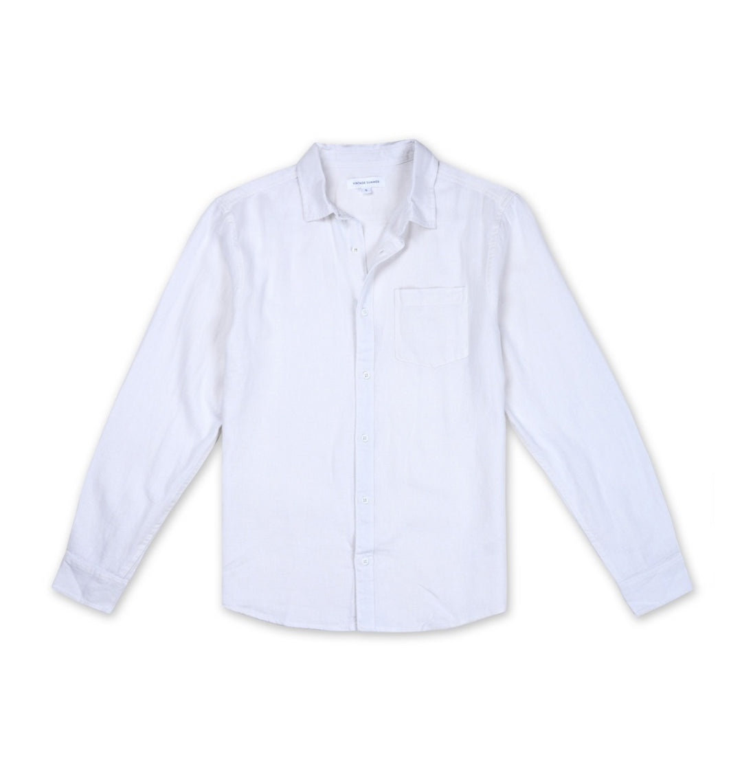 VINTAGE SUMMER LINEN LS WOVEN WHITE XXL