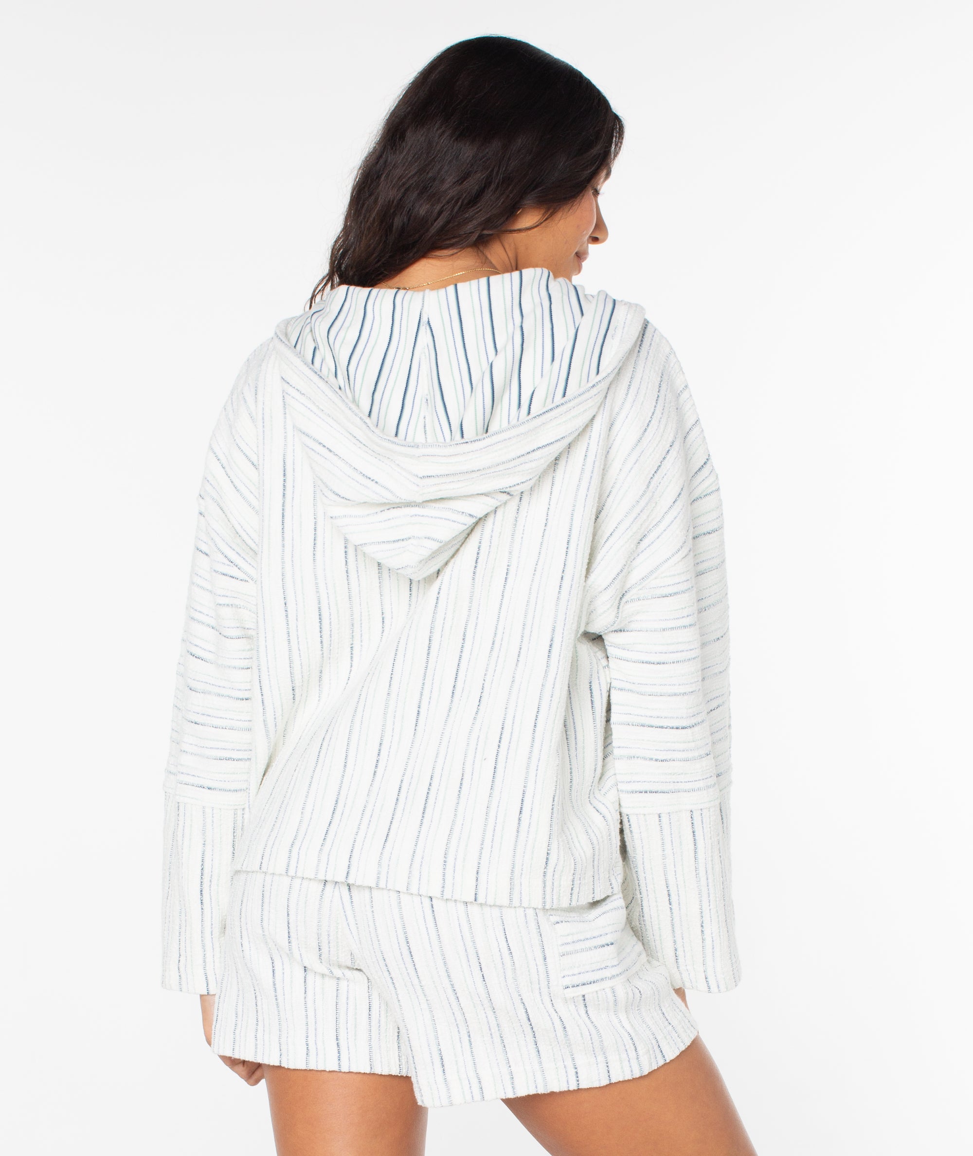 Roxy Rich Coast Stripe Terry Hoodie WCB0 L
