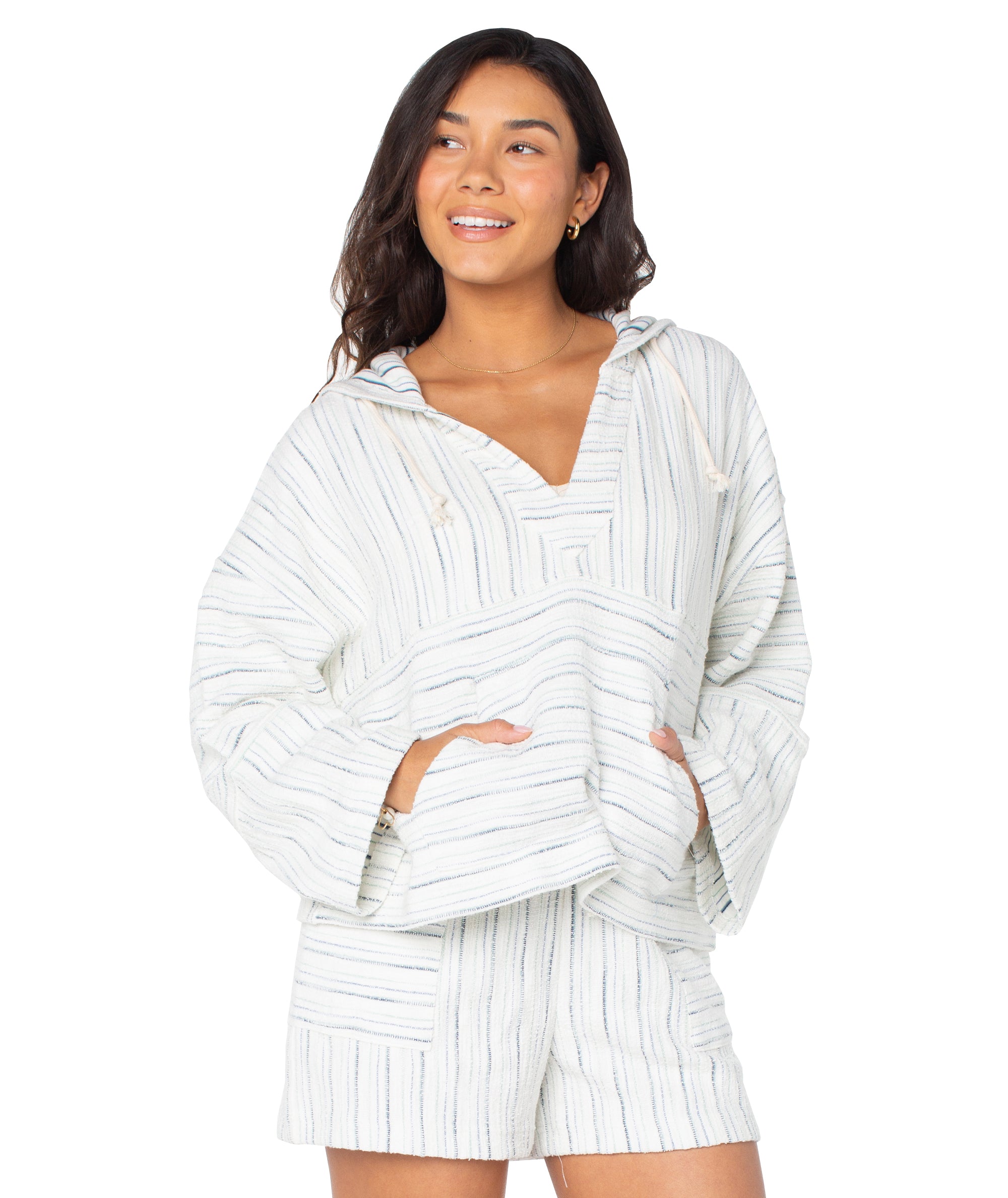 Roxy Rich Coast Stripe Terry Hoodie WCB0 L