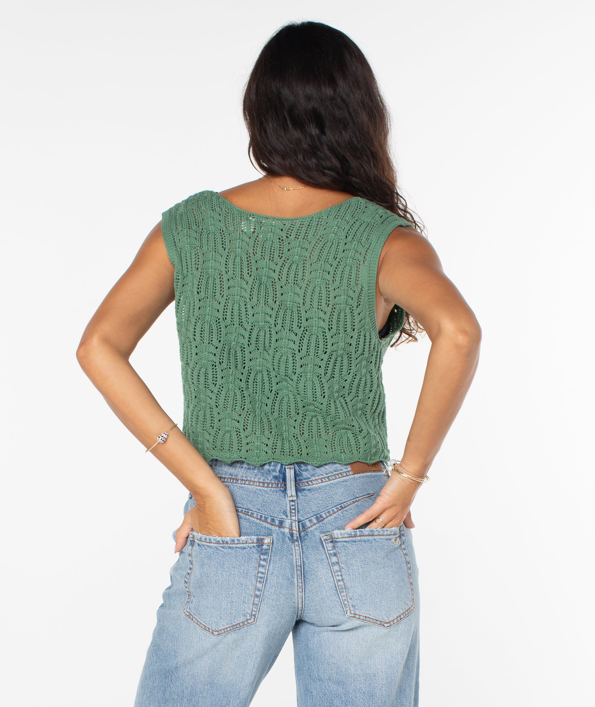 Roxy Beach Bound Crochet Vest GMG L