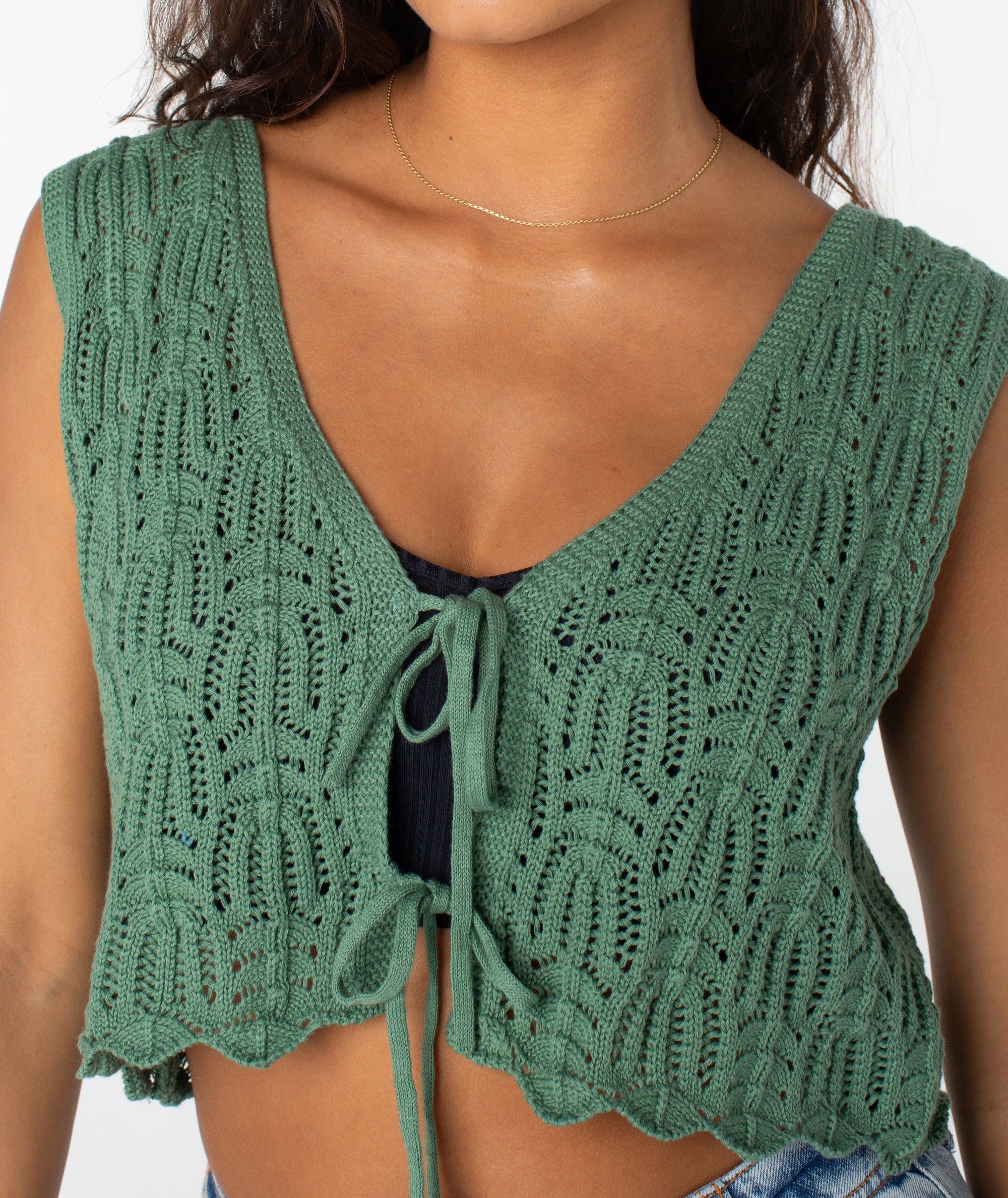 Roxy Beach Bound Crochet Vest GMG L