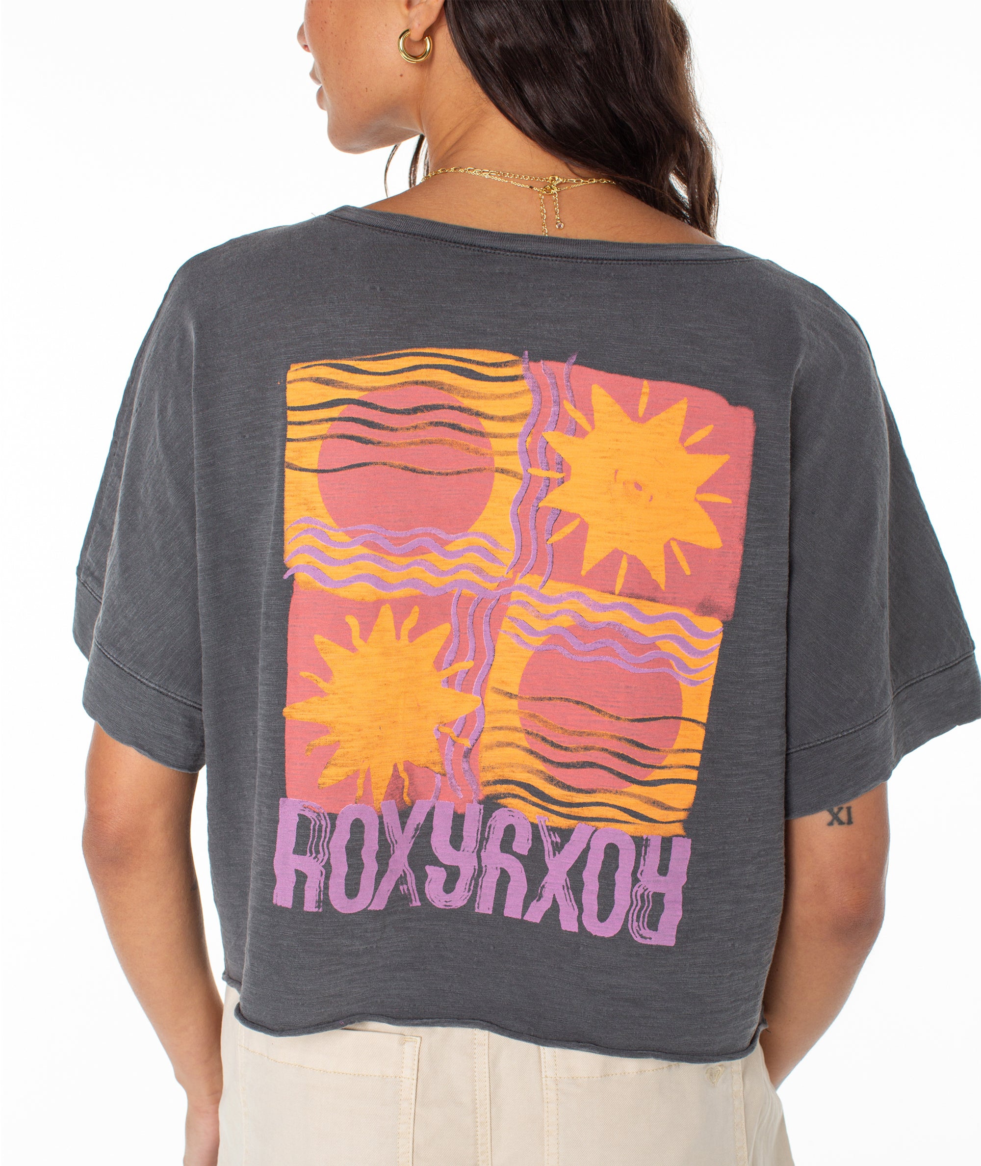 Roxy Sun Stamps Cropped SS Tee KTA0 L