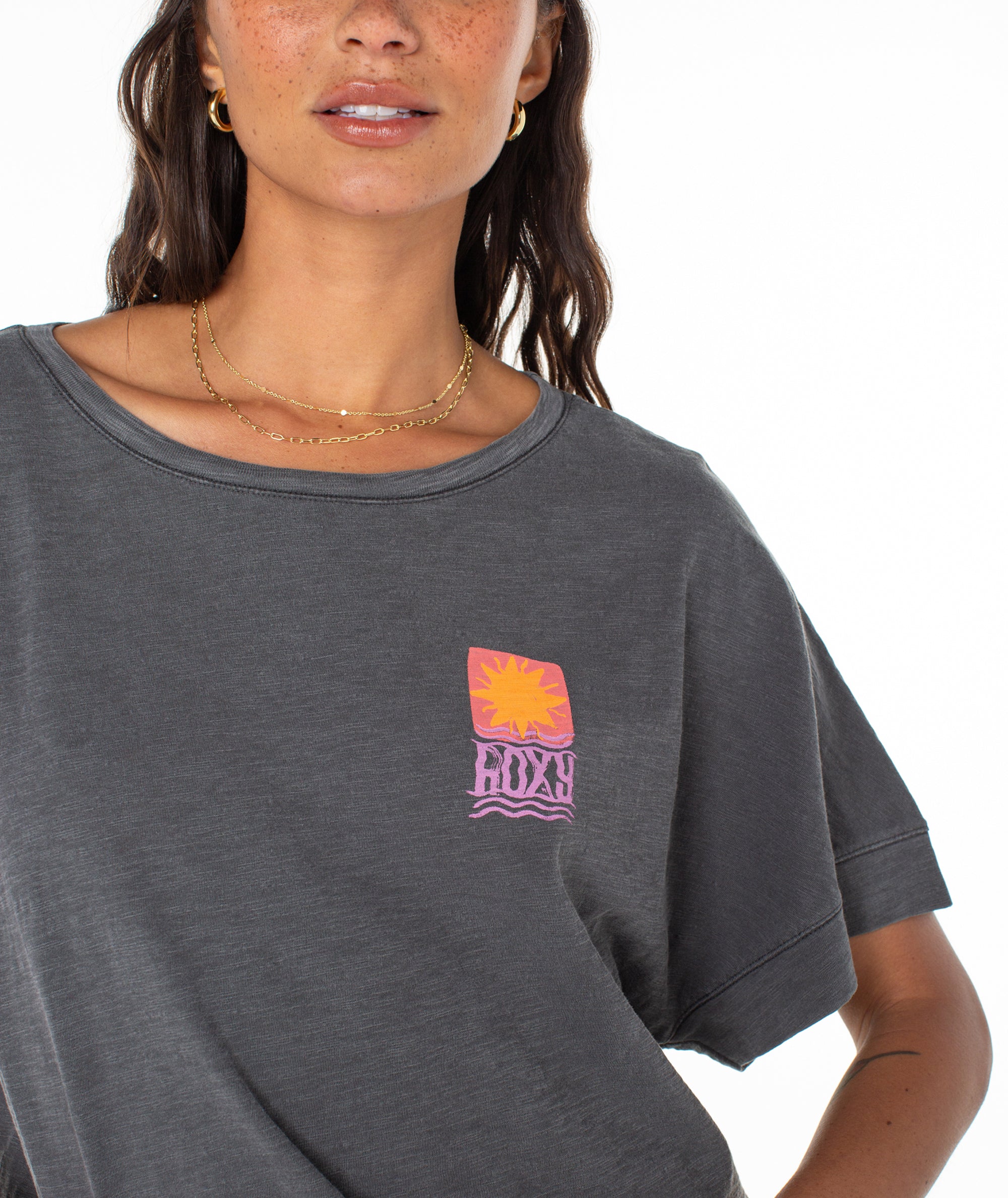 Roxy Sun Stamps Cropped SS Tee KTA0 L