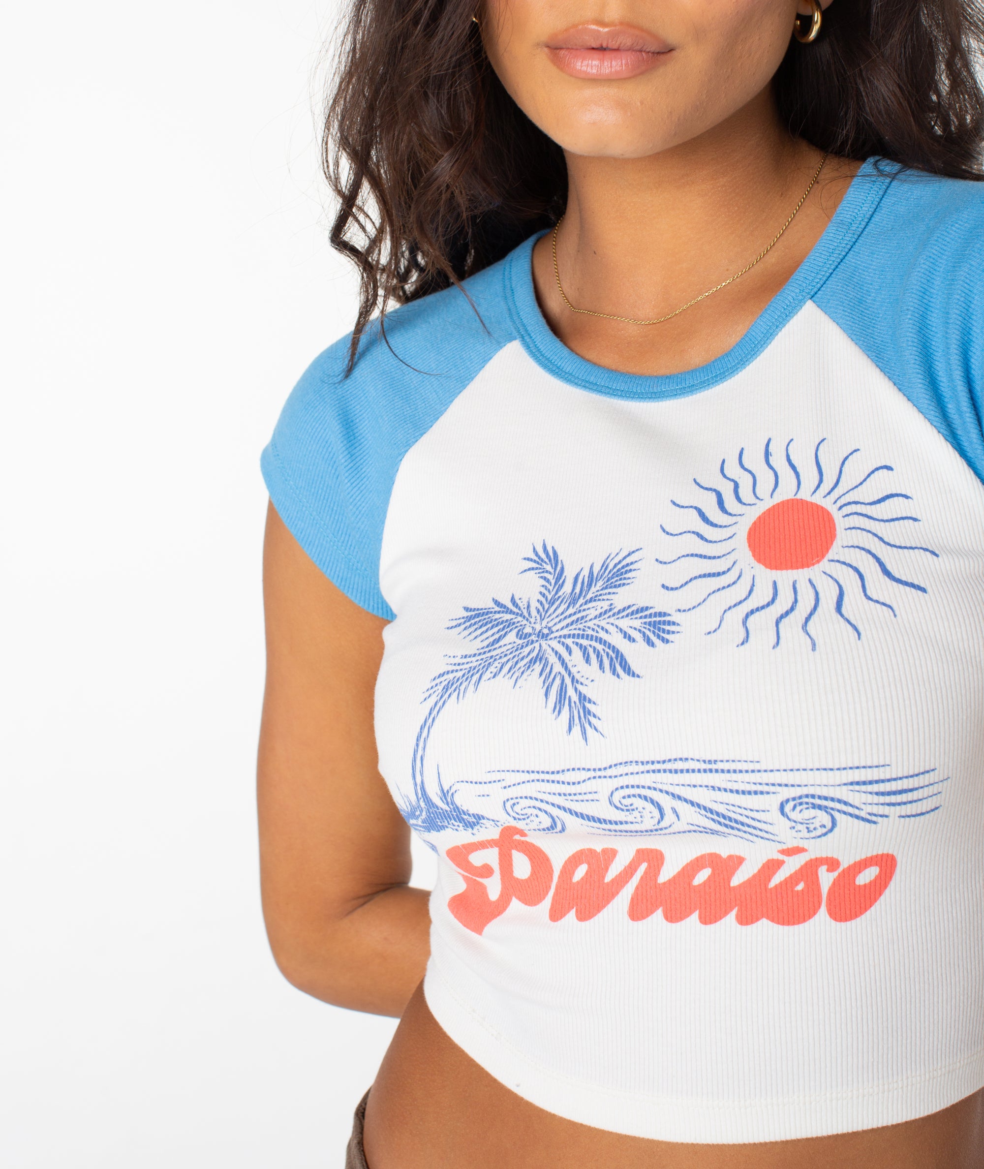 Roxy Paraiso Cropped Ribbed Tee BTG M
