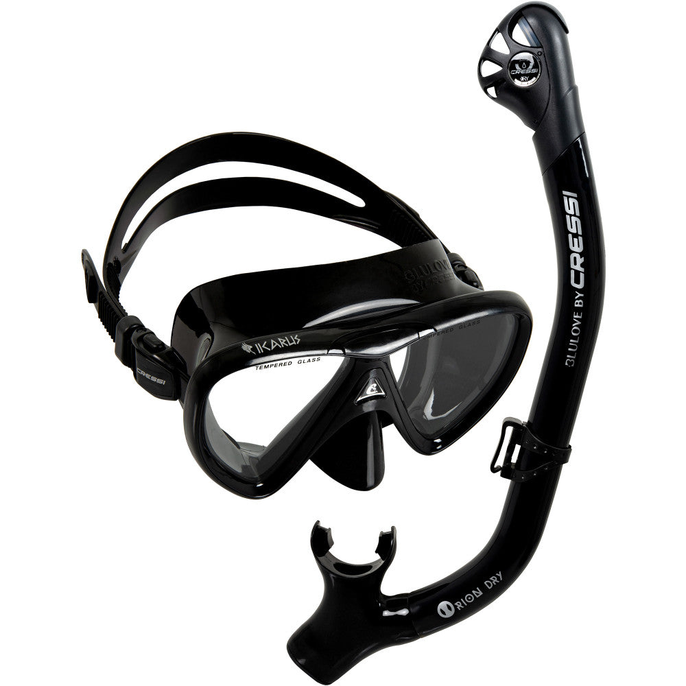 Cressi Ikarus & Orion Dry Snorkeling Combo Black