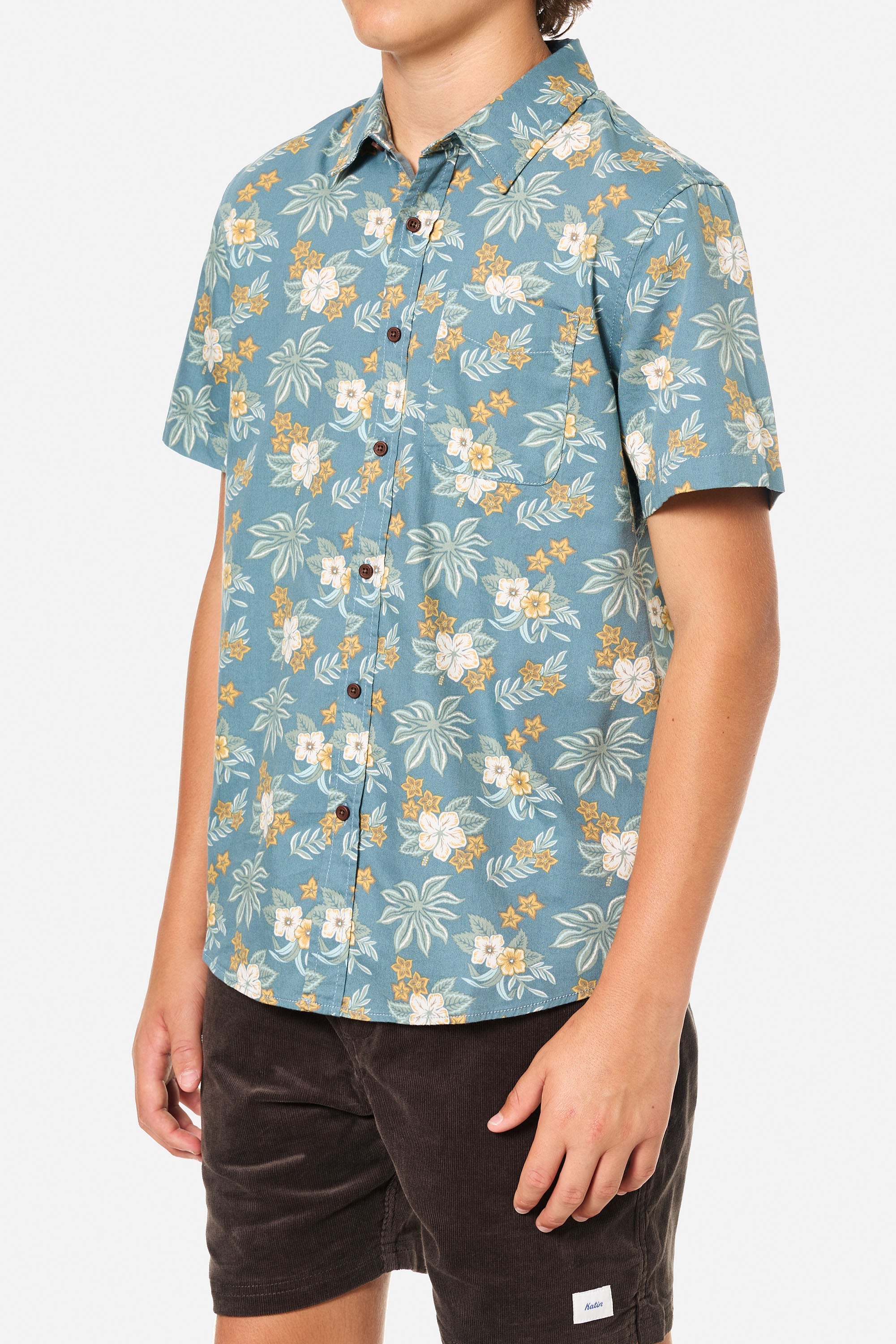 Katin Benji SS Woven Shirt AtlanticGreen-ATGR L