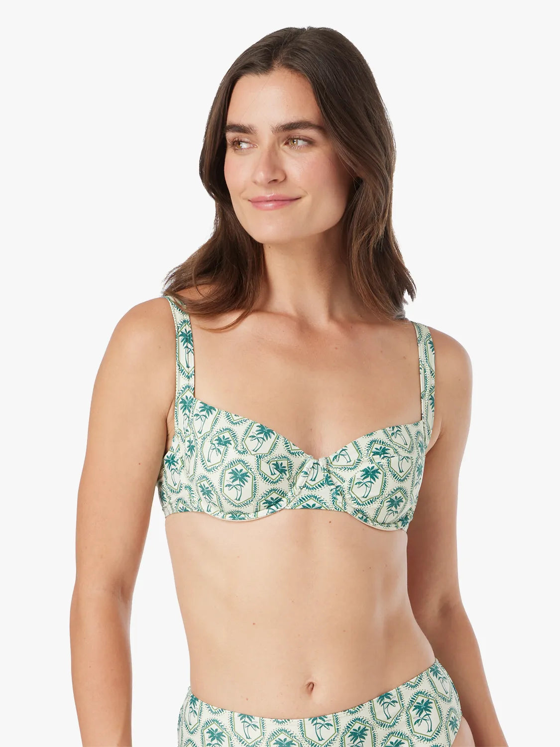 Fair Harbor Luna Underwire Bikini Top White Lotus PalmTiles L