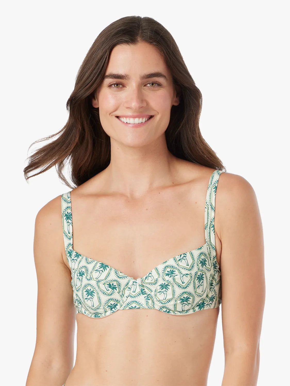 Fair Harbor Luna Underwire Bikini Top White Lotus PalmTiles L