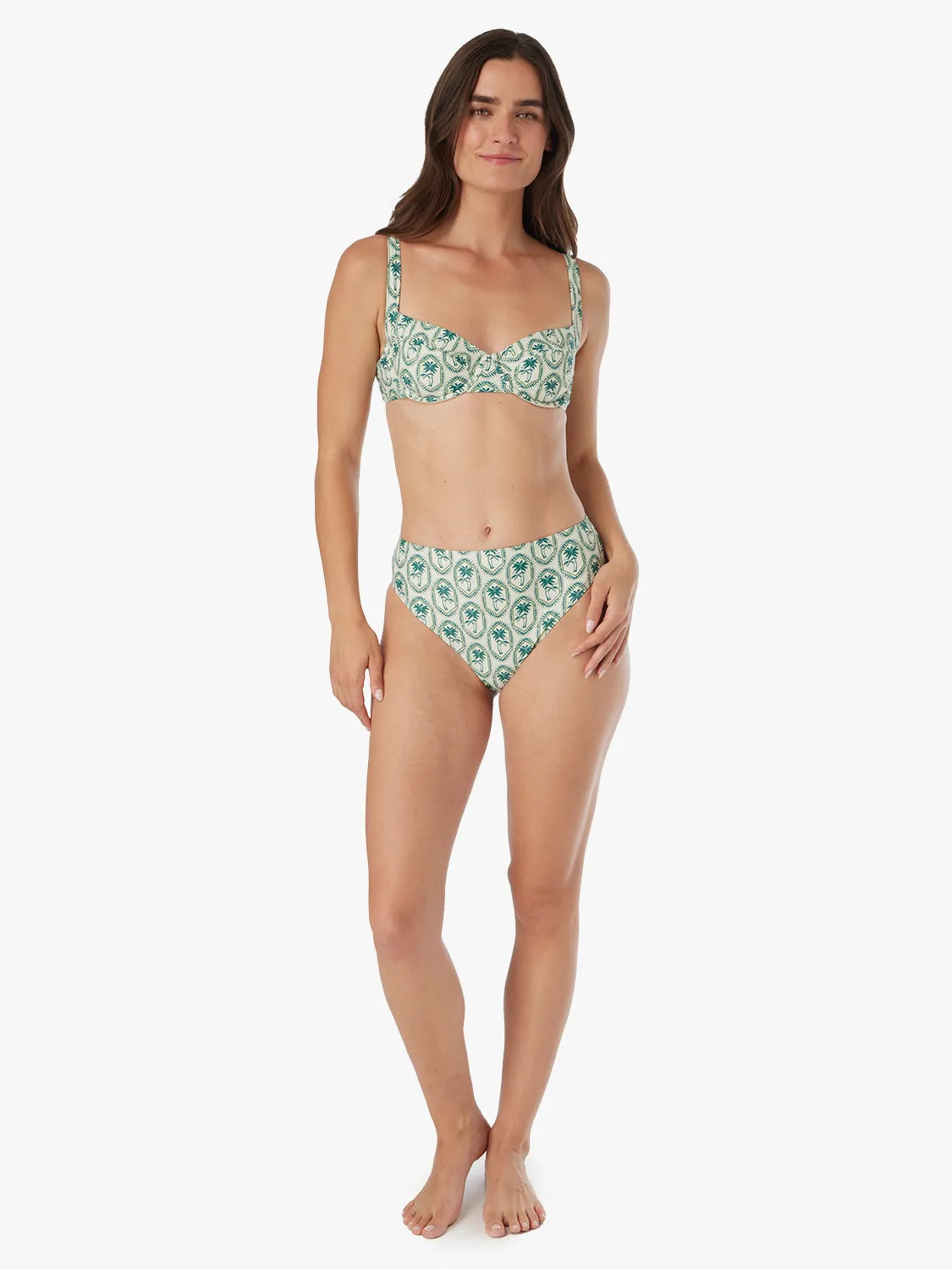 Fair Harbor Luna Underwire Bikini Top White Lotus PalmTiles L