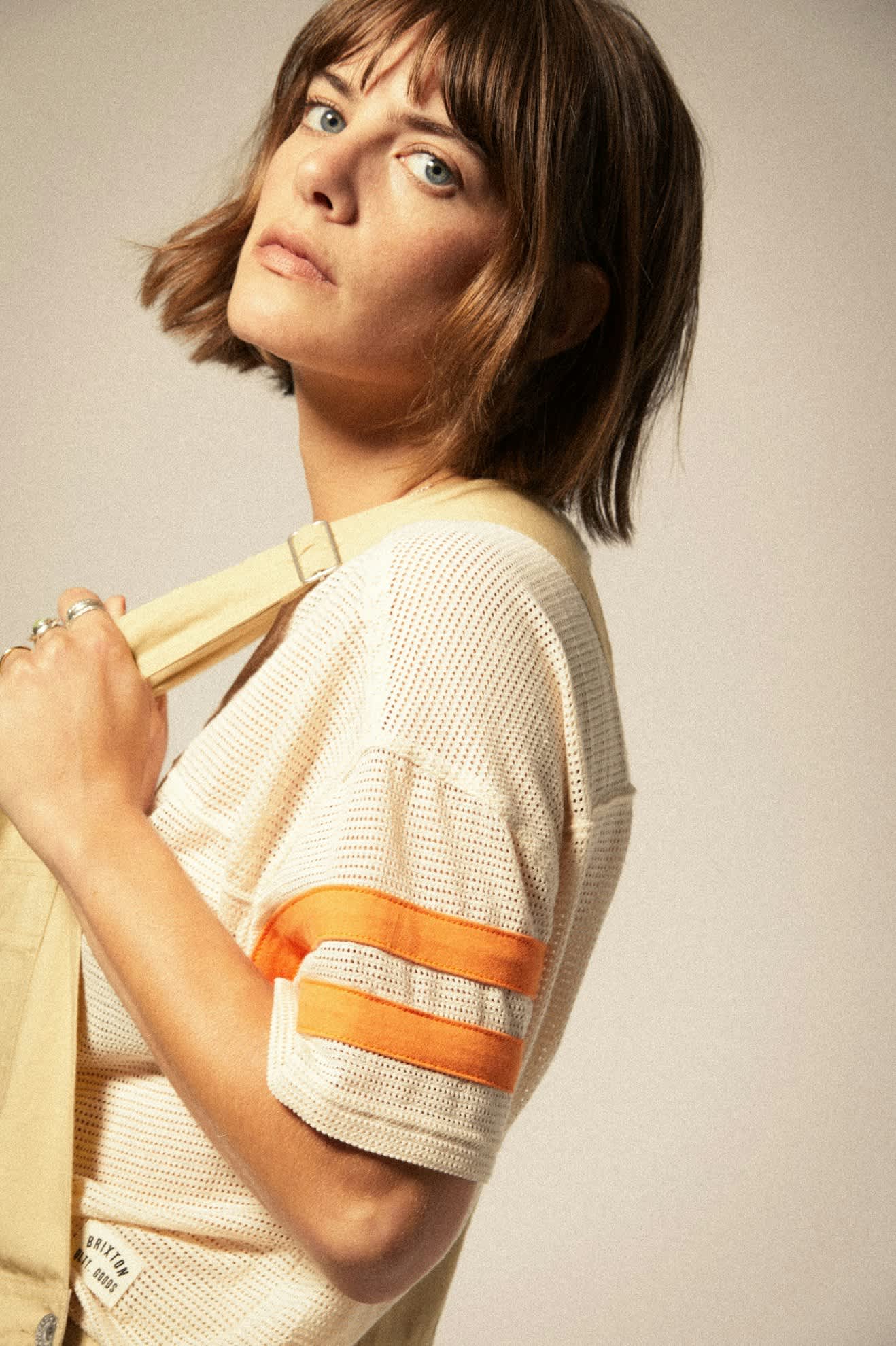 BRIXTON VARSITY FOOTBALL MESH TEE WHTCP-WHITECAP M