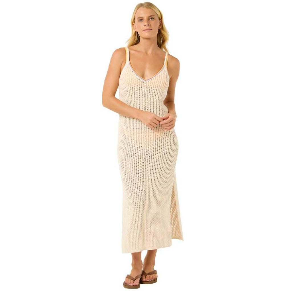 RIP CURL CALA VADELLA CROCHET DRESS 0003-Off White M