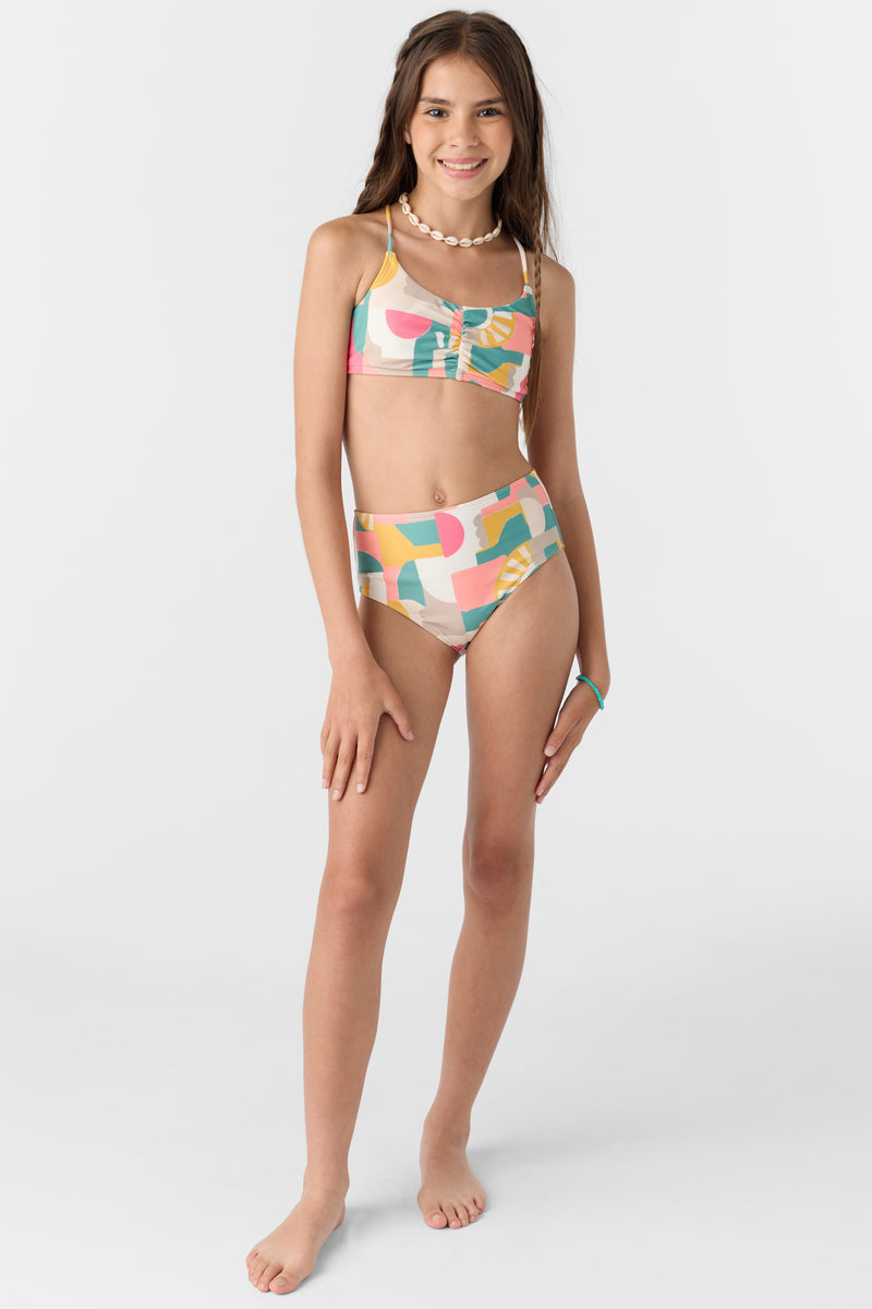 O'Neill Girls Lisbon Geo Ruched Bralette Set MUL 14