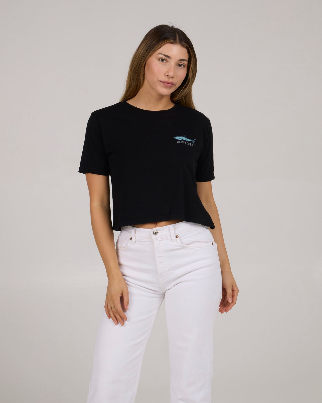 SALTY CREW BROTHER BRUCE CROP TEE BLACK XS
