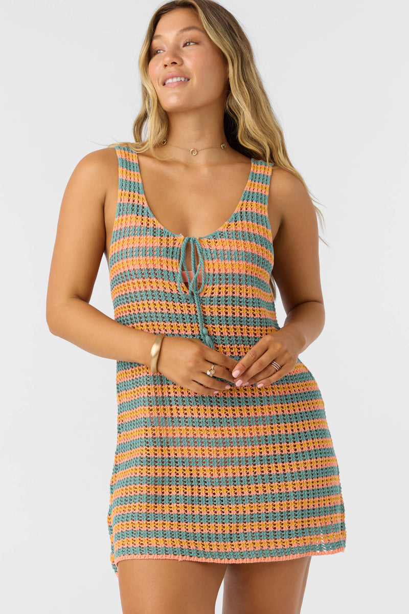 O'NEILL RYAN STRIPE MINI COVER-UP DRESS MUL L