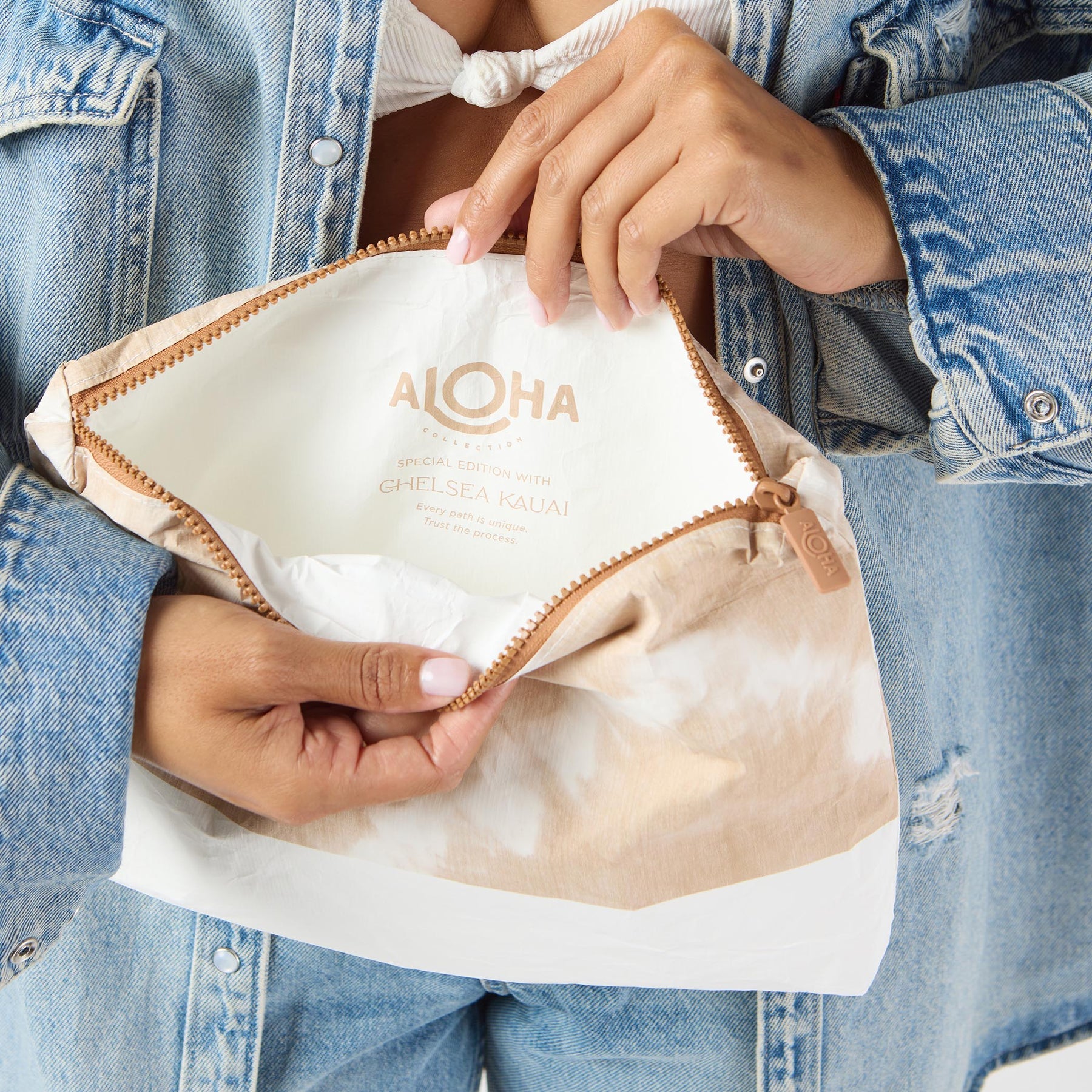 Aloha Mid Zip Clutch Shibori - Sandstone OS