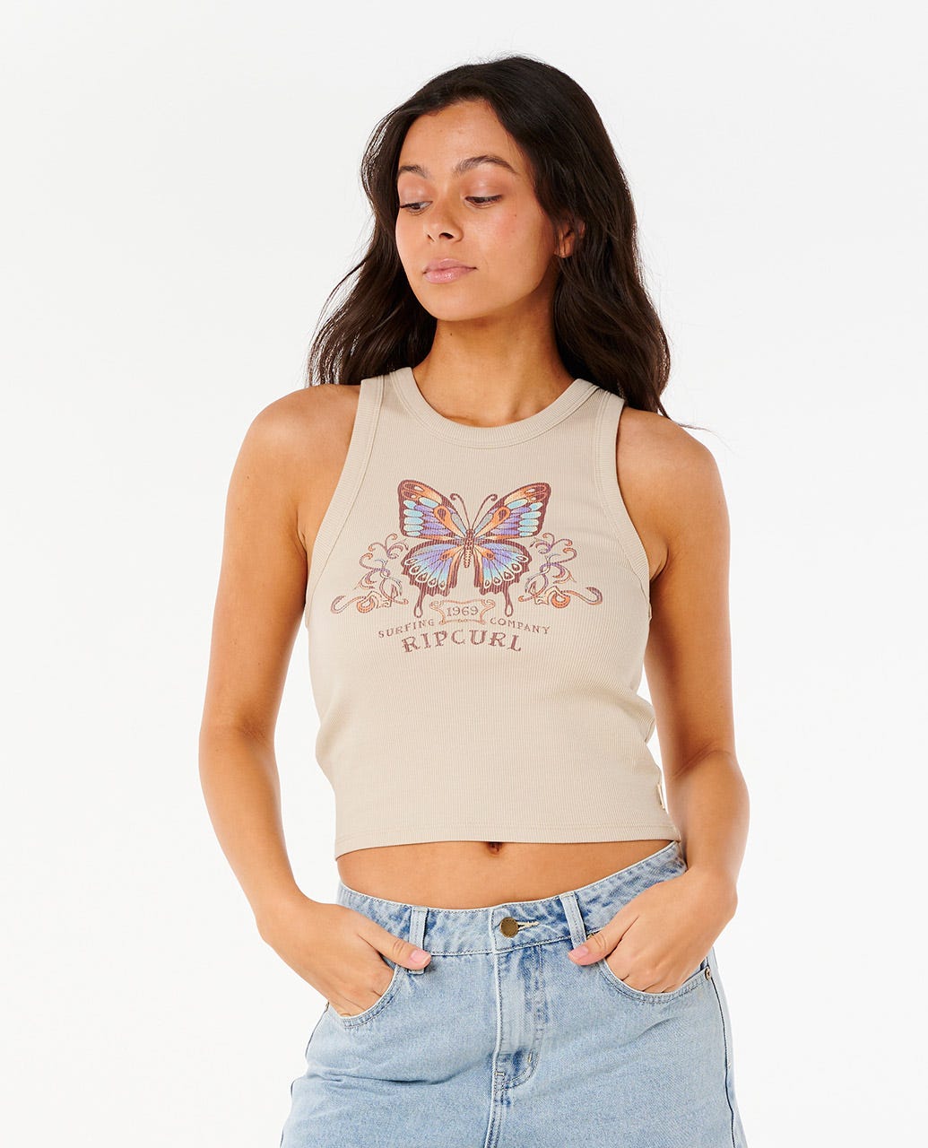 RIP CURL BUTTERFLY RIB TANK 0031-NATURAL M