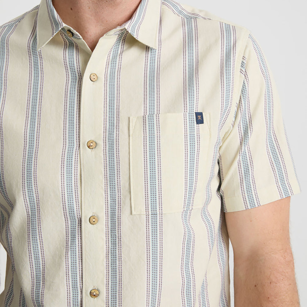 Roark Journey Short Sleeve Button Up Shirt SRF-STRIPE SEAFOAM M