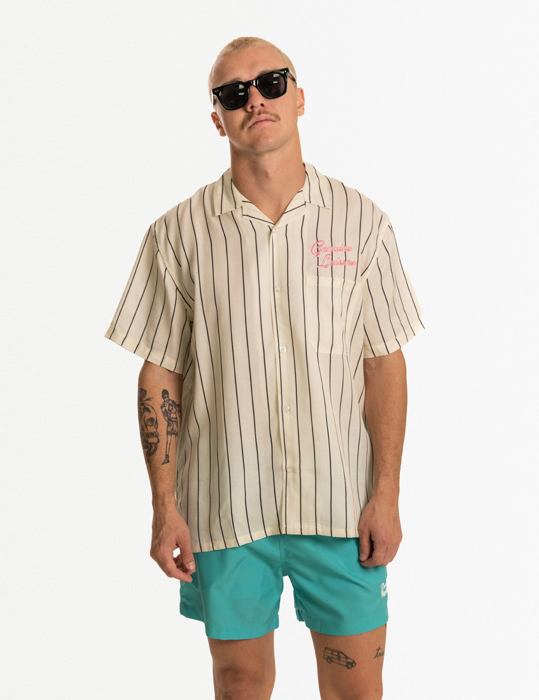 Duvin Poster Button Up SS Shirt WHT L