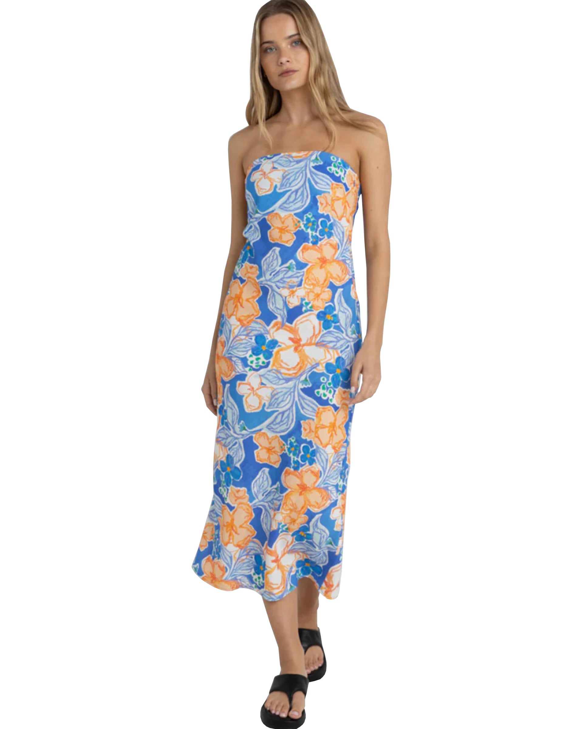 RHYTHM PARADISE FLORAL BIAS MIDI DRESS