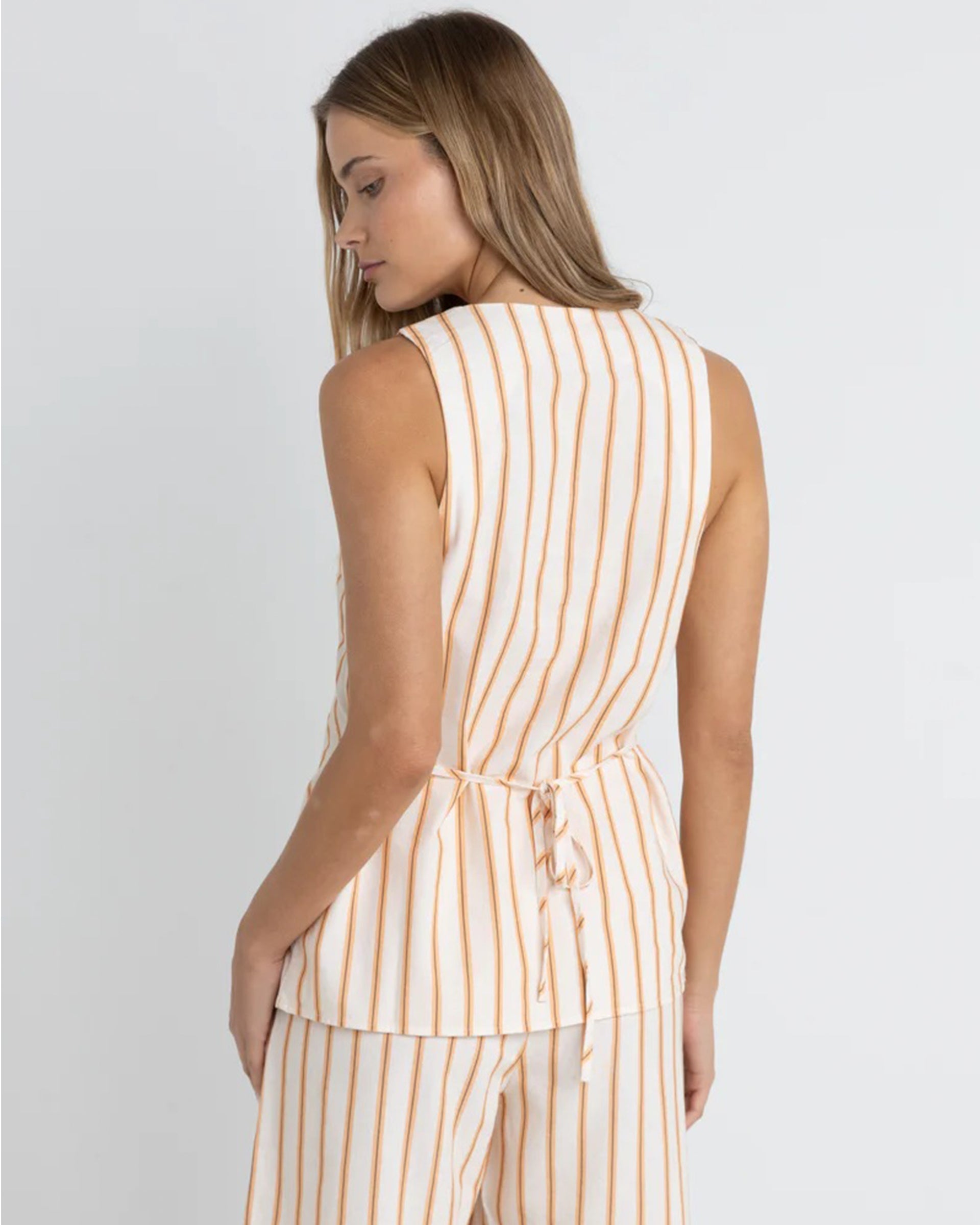RHYTHM TIDE STRIPE LONG VEST NAT-NATURAL 2S