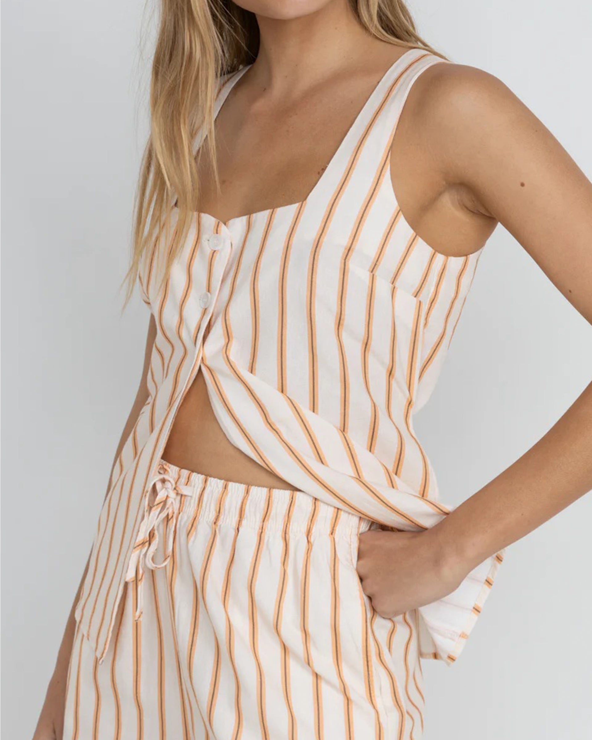 RHYTHM TIDE STRIPE LONG VEST NAT-NATURAL 2S
