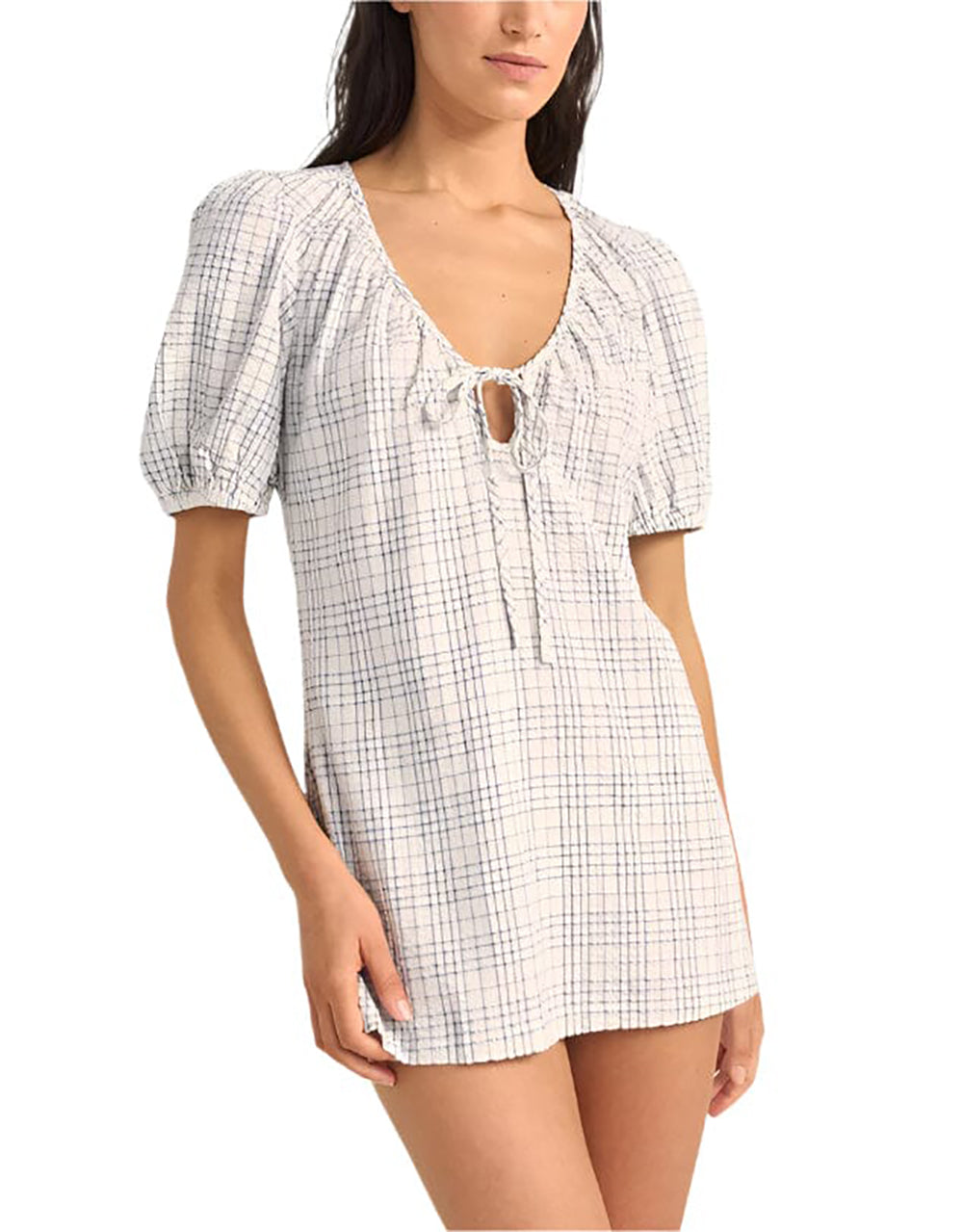 RHYTHM DESI PLAID MINI DRESS BLU-BLUE 4L
