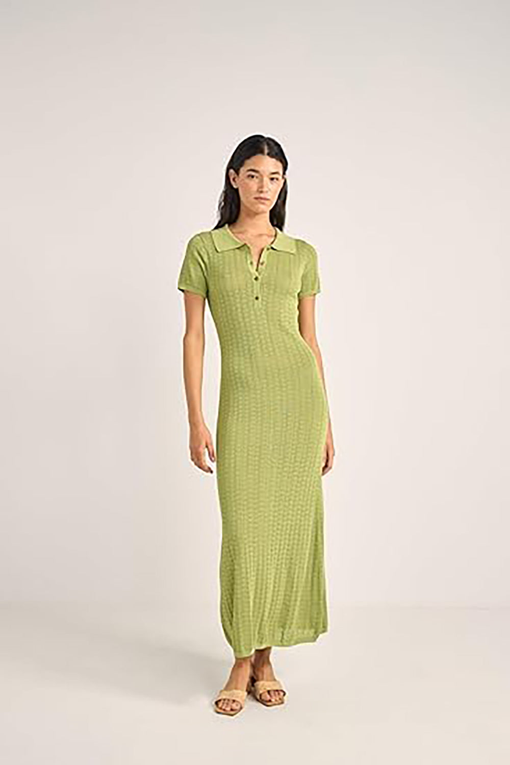 RHYTHM OJAI POINTELLE MIDI DRESS OLI-OLIVE 2S