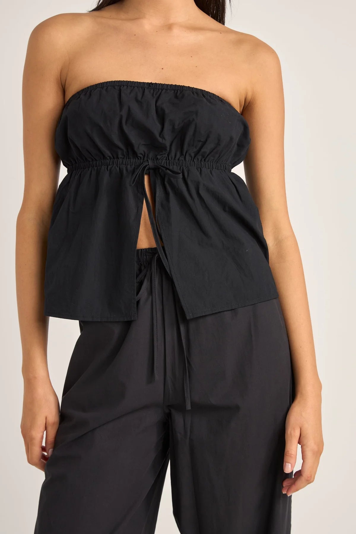 RHYTHM POSIE GATHERED TOP BLK-BLACK 2S