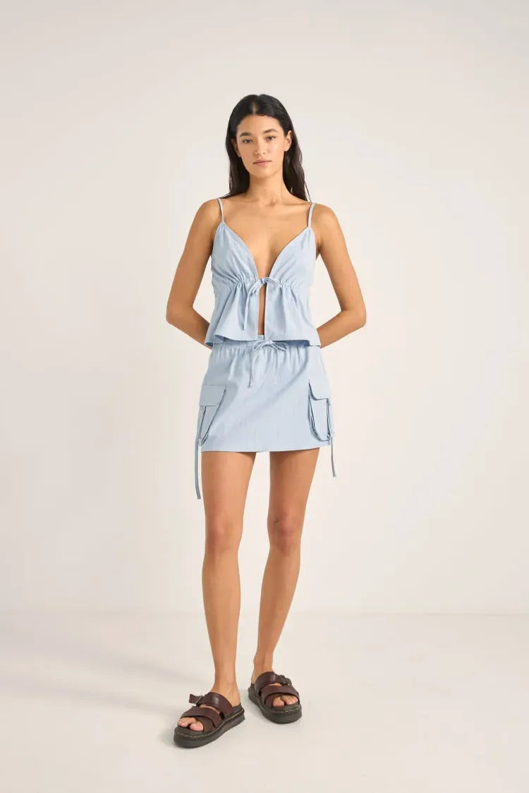 RHYTHM DOLLY CARGO MINI SKIRT BLU-DUSTY BLUE 2S