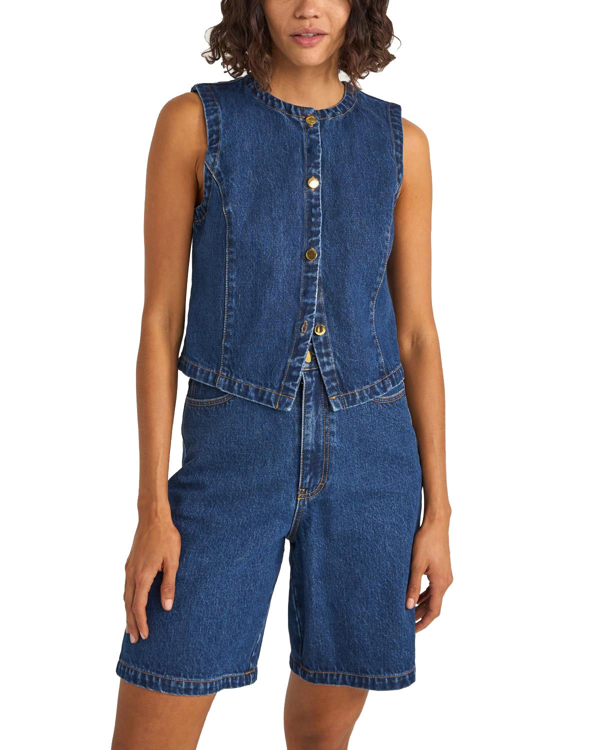 RHYTHM GIA DENIM VEST IND-INDIGO 3M