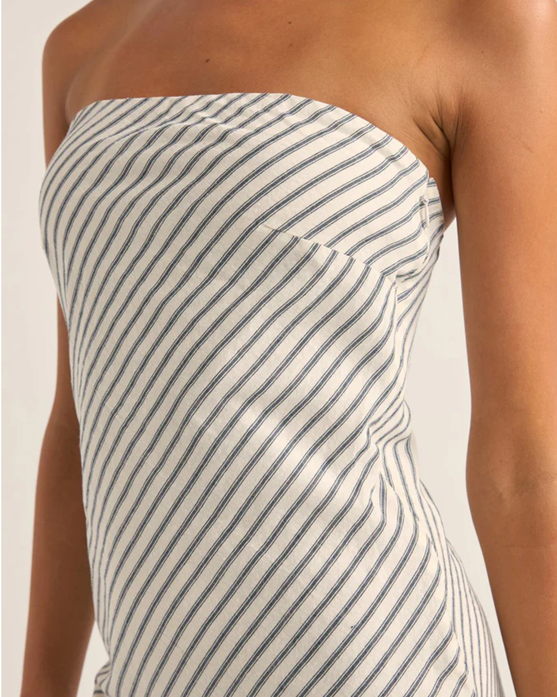 RHYTHM DALIA BIAS MIDI DRESS NAV-NAVY STRIPE 2S