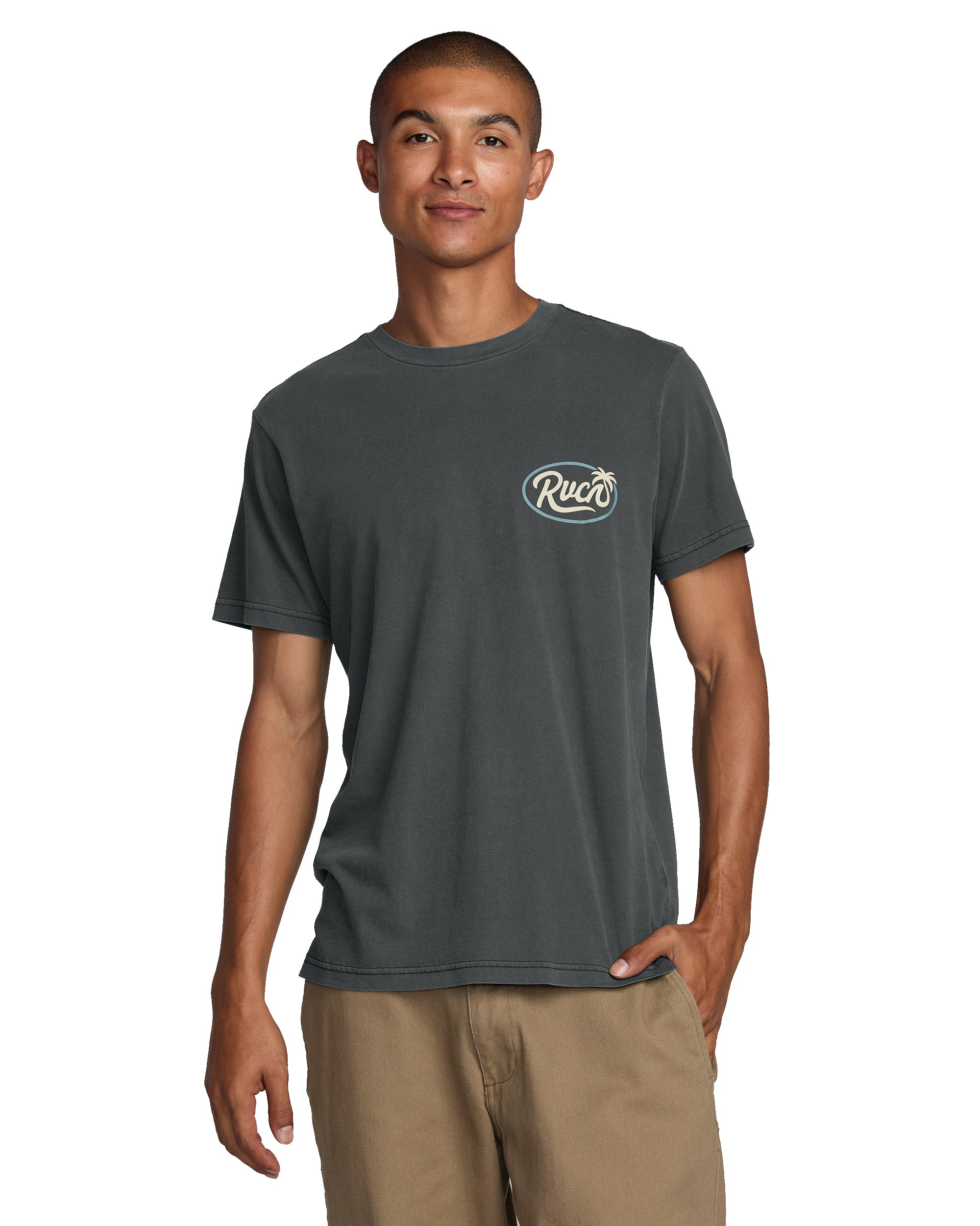 RVCA FROND SCRIPT SS PTK-PIRATE BLACK L