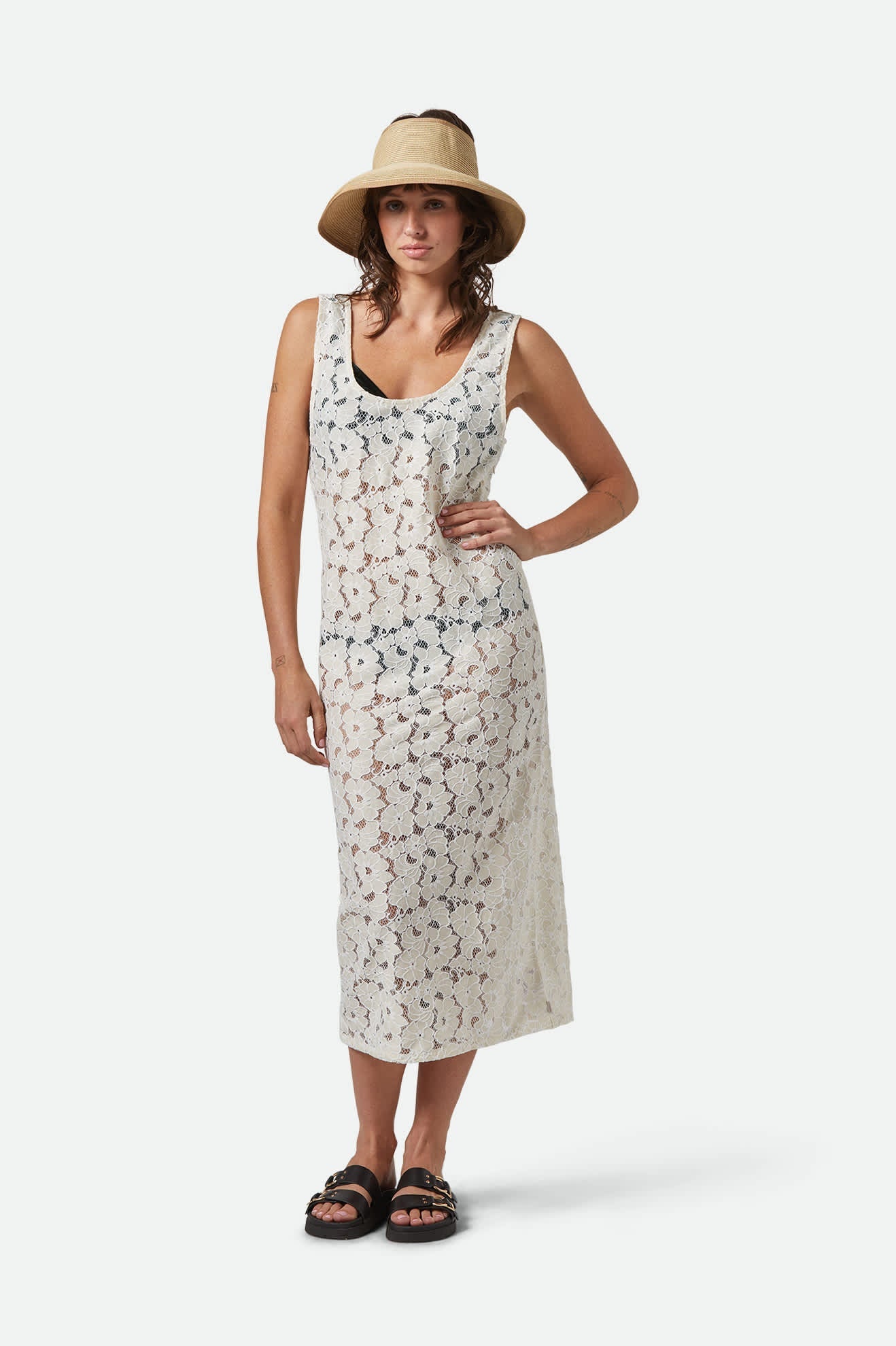 BRIXTON LACE COVER UP DRESS WHITECAP M
