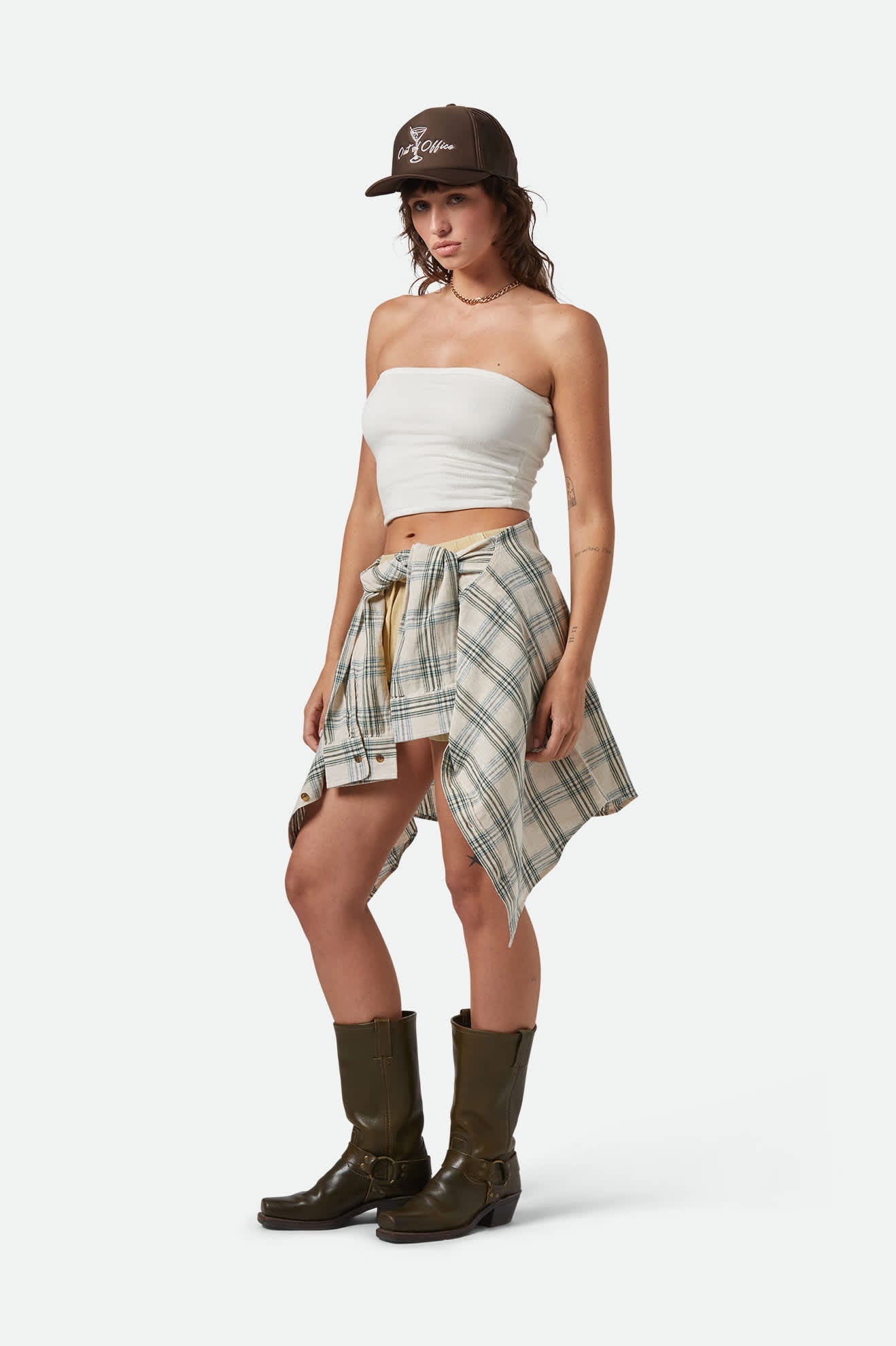 BRIXTON CRINKLE TUBE TOP OFF WHITE L