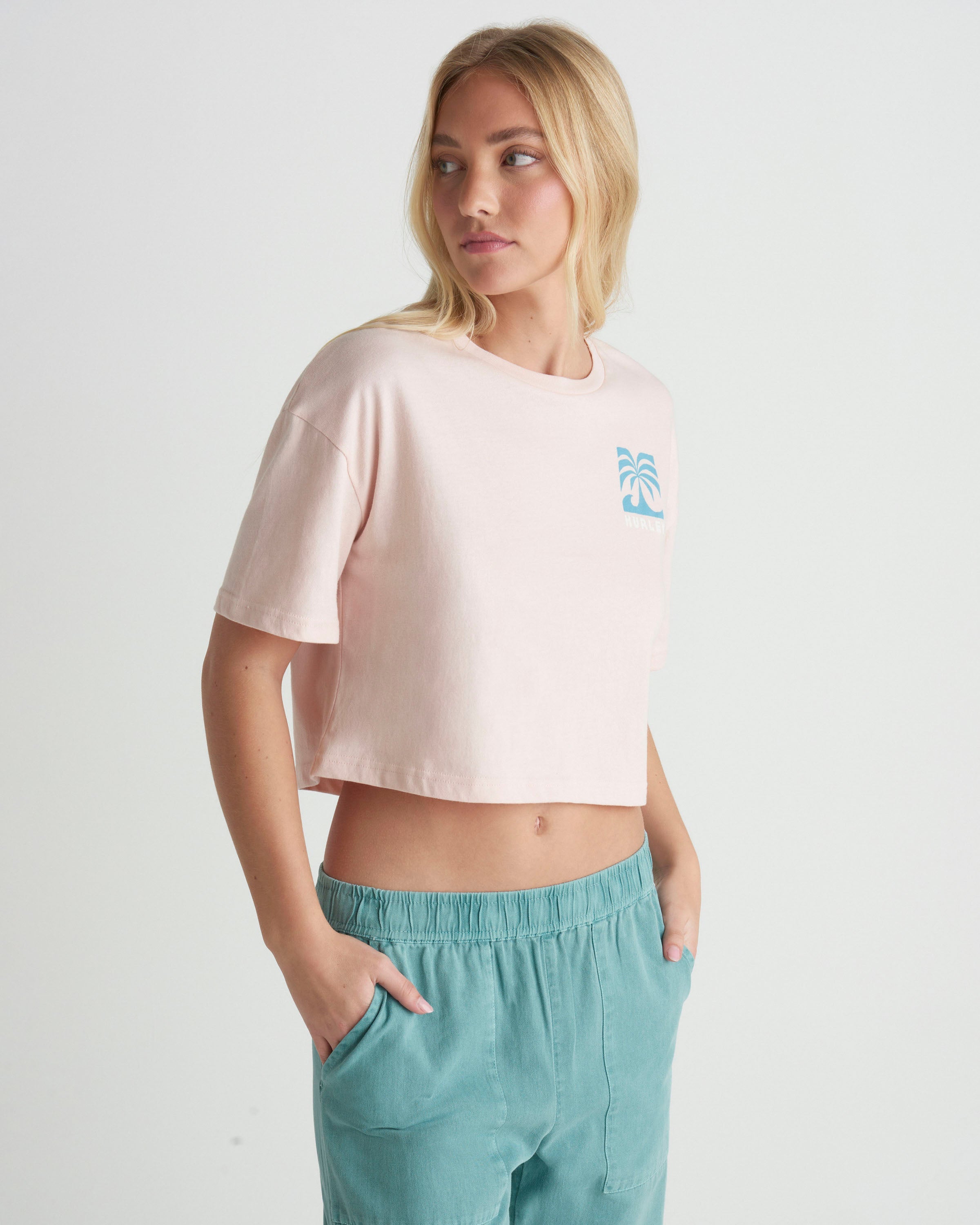 Hurley Coast To Coast Boxy Crop Tee SeashellPink L
